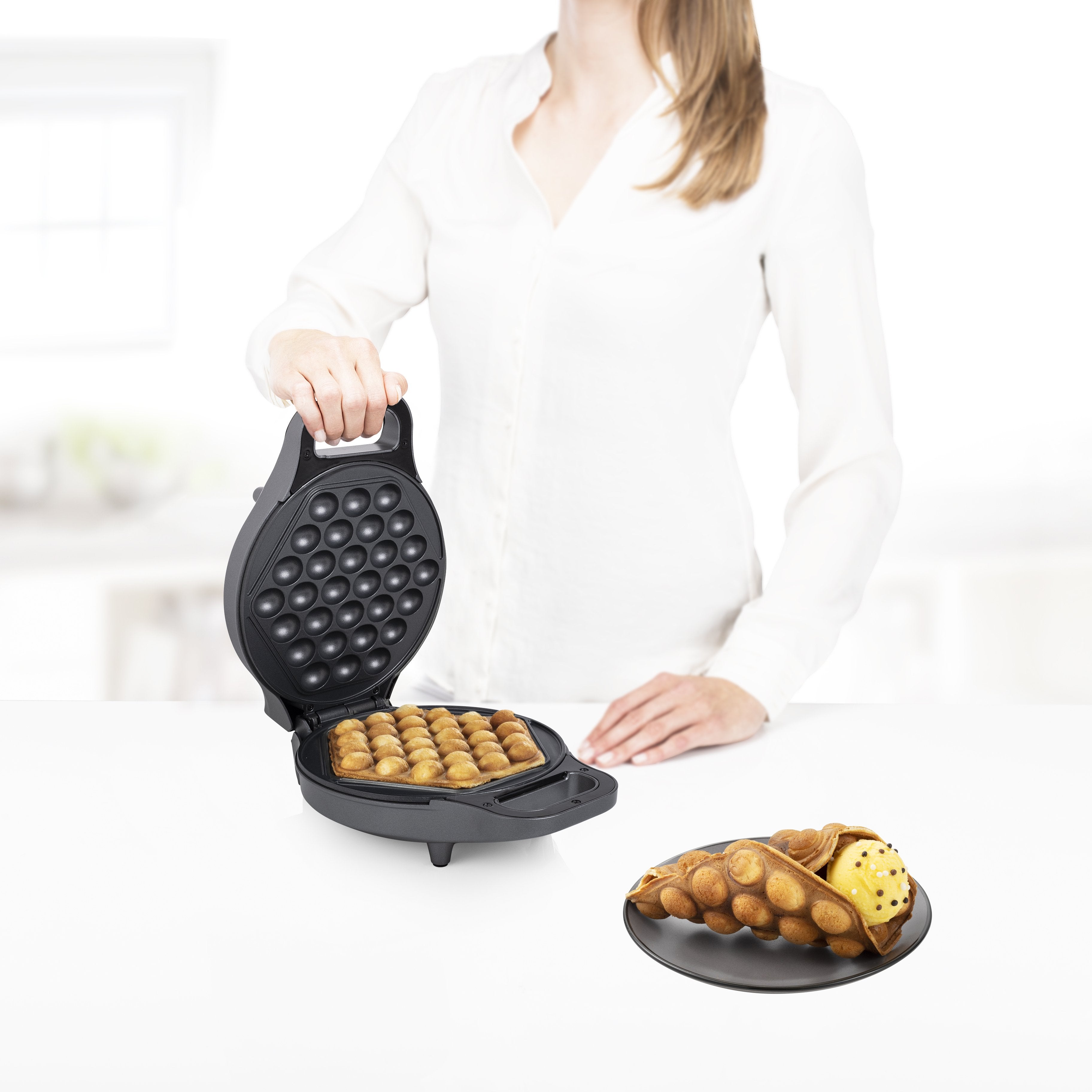 Princess 132465 Plancha Para Gofres De Burbujas, Potencia 700 W, 1 Gofre Belga, Negro