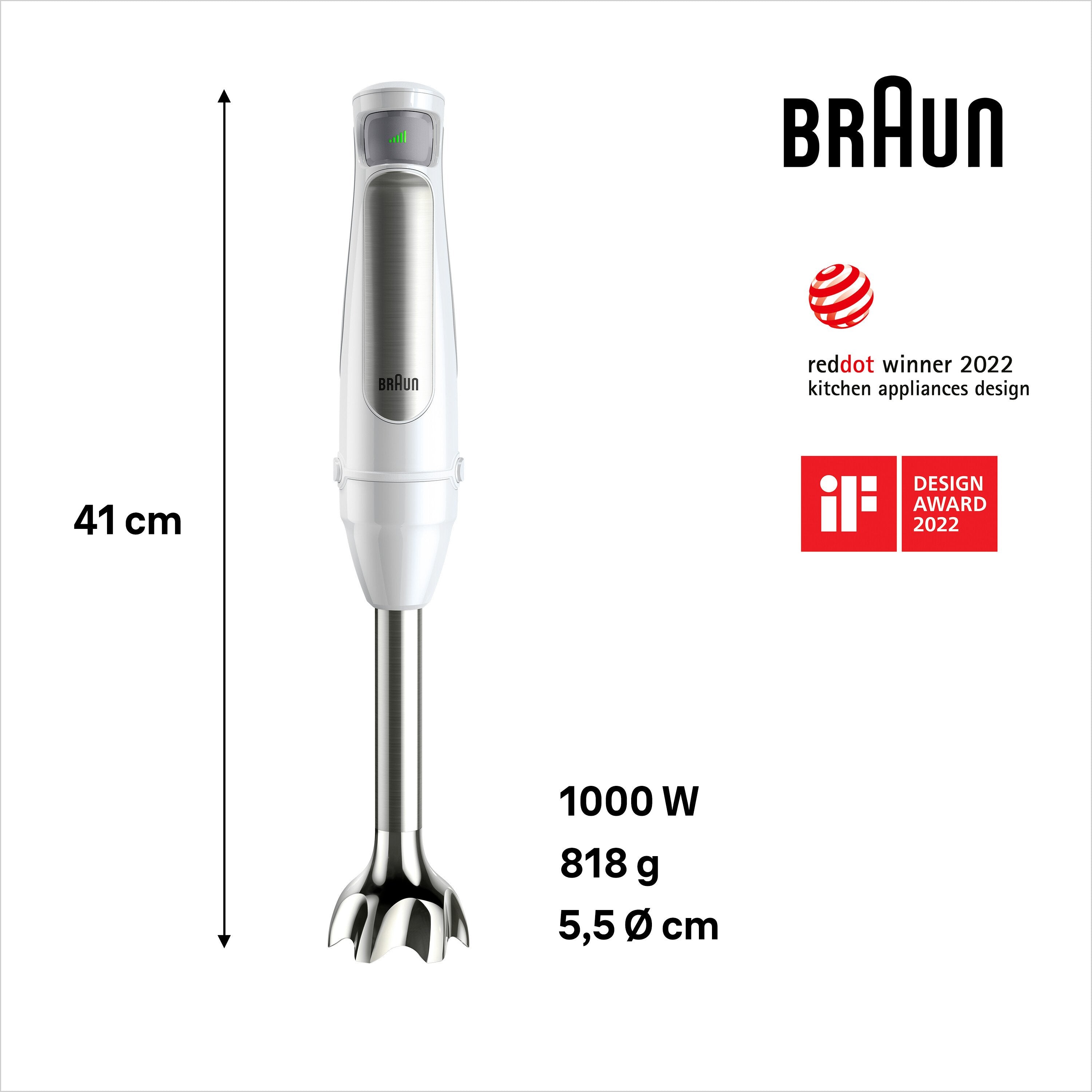 EAN 8021098001306 - Braun MultiQuick 7 MQ7035IWH 0,6 L Batidora de inmersión 1000 W Acero inoxidable, Blanco imagen 2