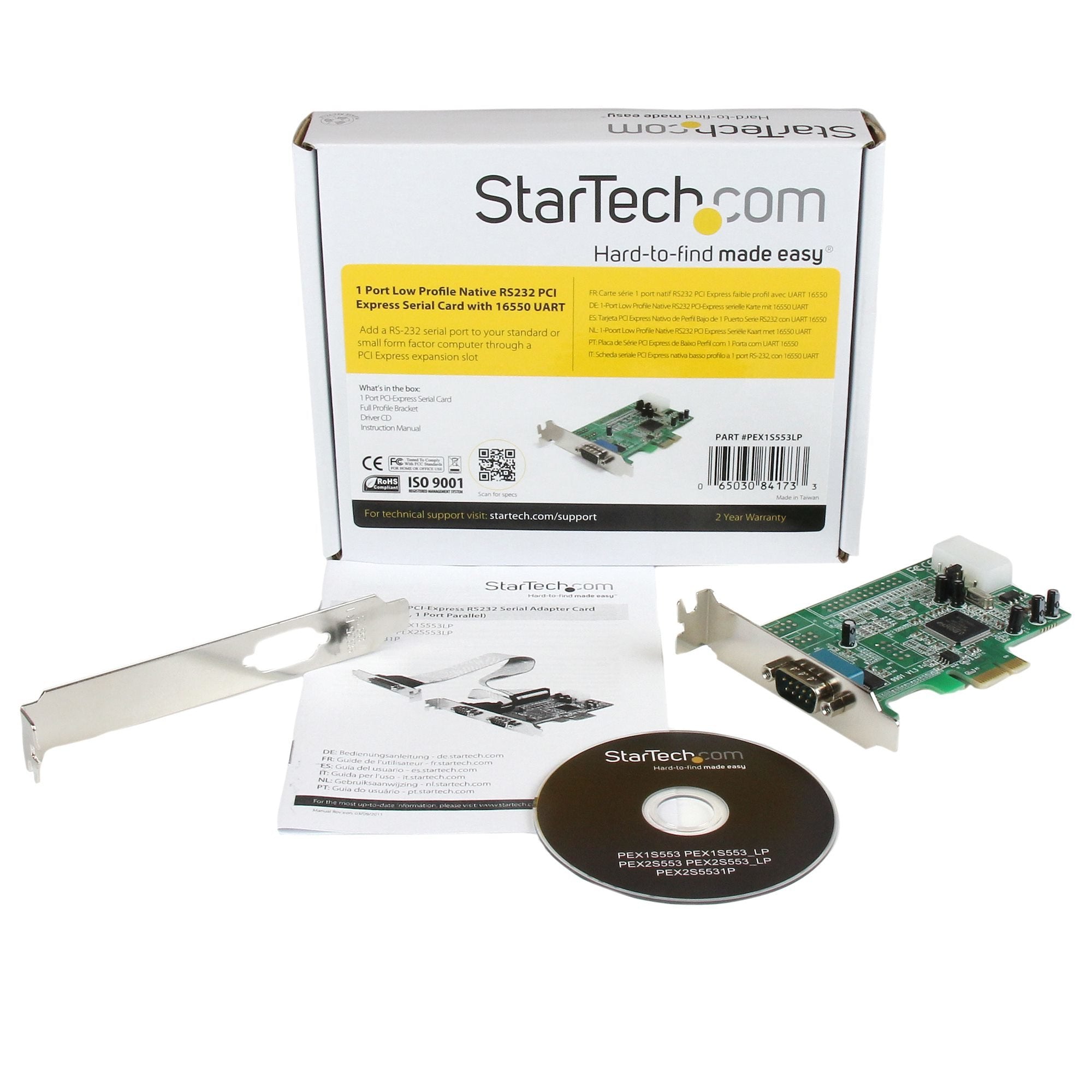 Startech Tarjeta Pci Express Perfil Bajo Puerto Serie Rs232 Db9 Uart 16550â Pex1s553lp