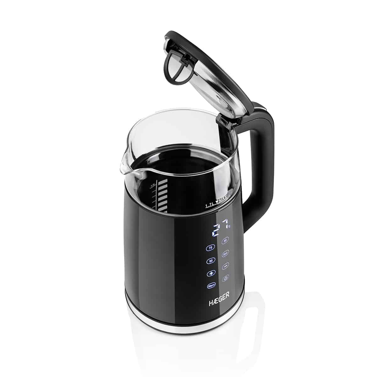 EAN 5608475034114 - Haeger EK-DIG.028A tetera eléctrica 1,7 L 2200 W Negro, Acero inoxidable, Transparente imagen 4