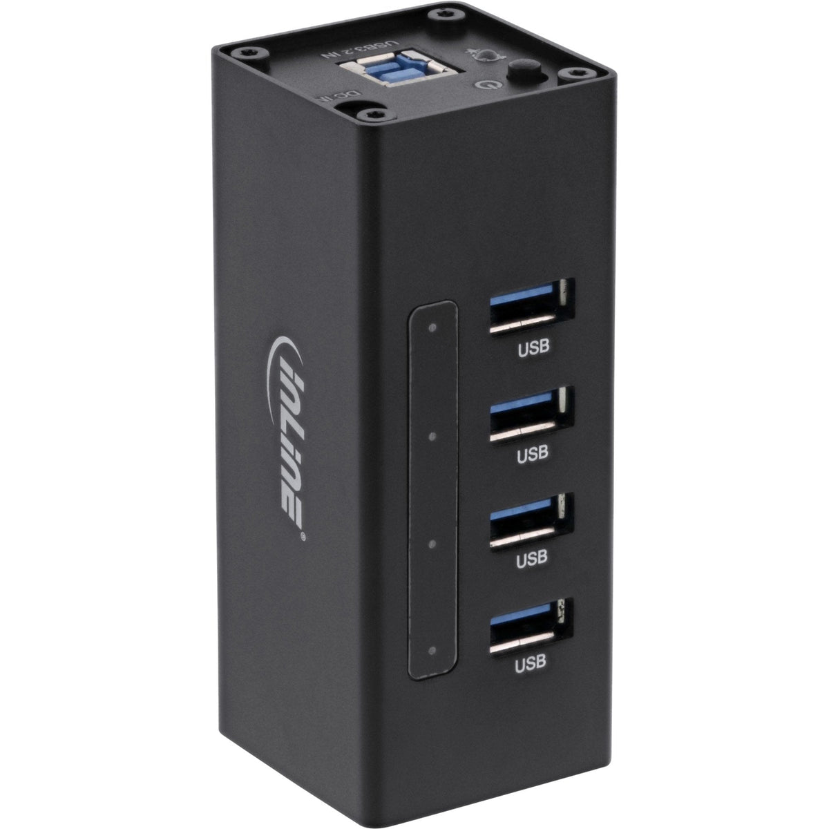 Hub Inline Usb 3.2 Gen.1 De 4 Puertos Con Carcasa De Aluminio Y Fuente De Alimentación De 2,5 A, Negro