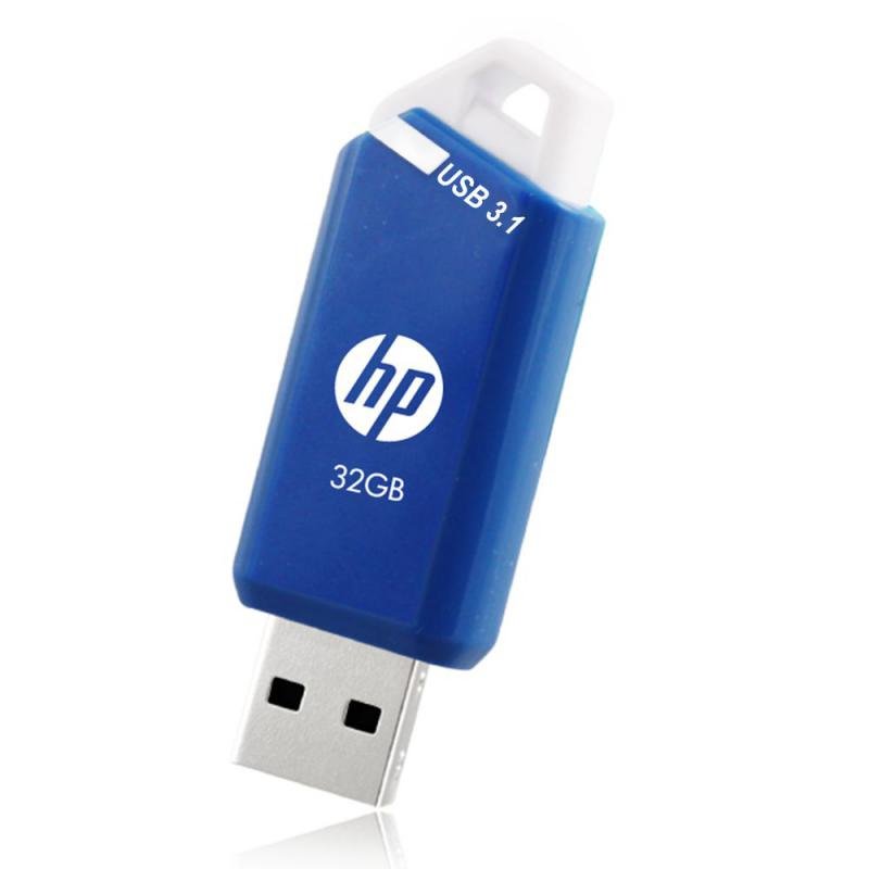Hp Pendrive X755w 32gb Retráctil Usb 3.1 C/Ranura Para Colgar Azul -Pack 3u-
