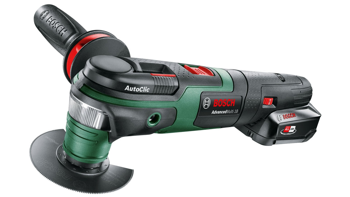Multifunción Inalámbrica Bosch Bricolaje Y Jardín Advancedmulti 18, 18 Voltios Verde/Negro, Batería Li-Ion 2,5 Ah, En Estuche, Power For All Alliance 603104001