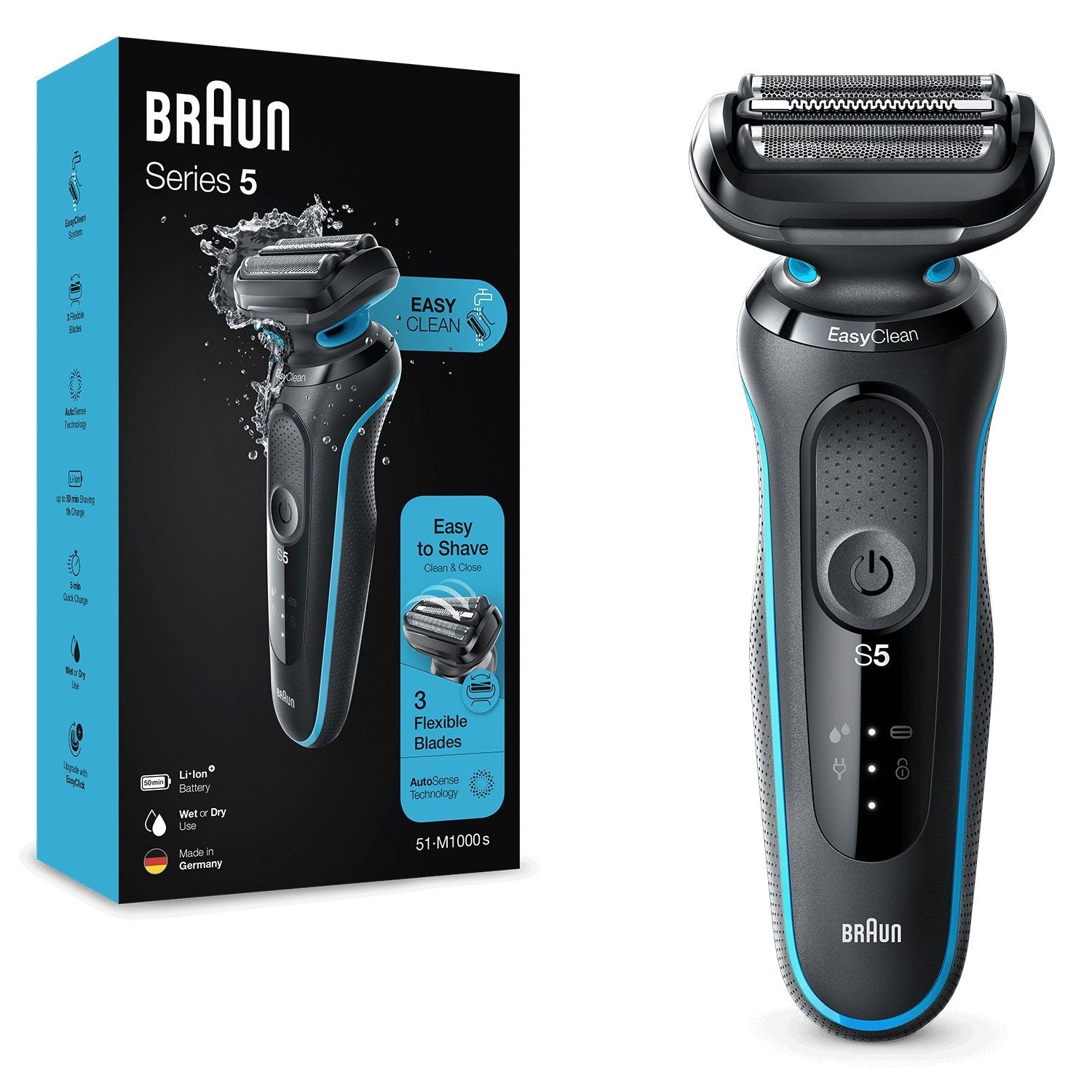 Braun Series 5 51-M1000s Máquina De Afeitar De Láminas Negro, Azul