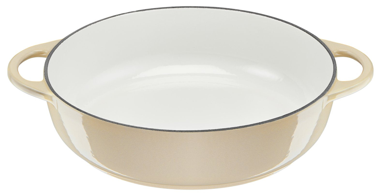Tefal Servierpfanne Lov Gusseisen Ø 28cm (Beige, Mit Deckel, 3,8 Liter) E25972