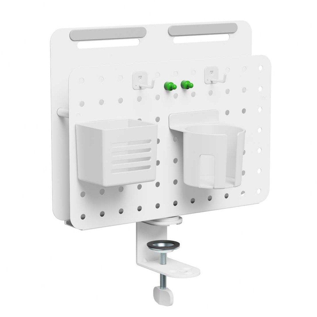 Organizador De Escritorio Activejet Apb-006w: Tablero Giratorio Perforado Con Organizador Vertical, En Gris Y Blanco