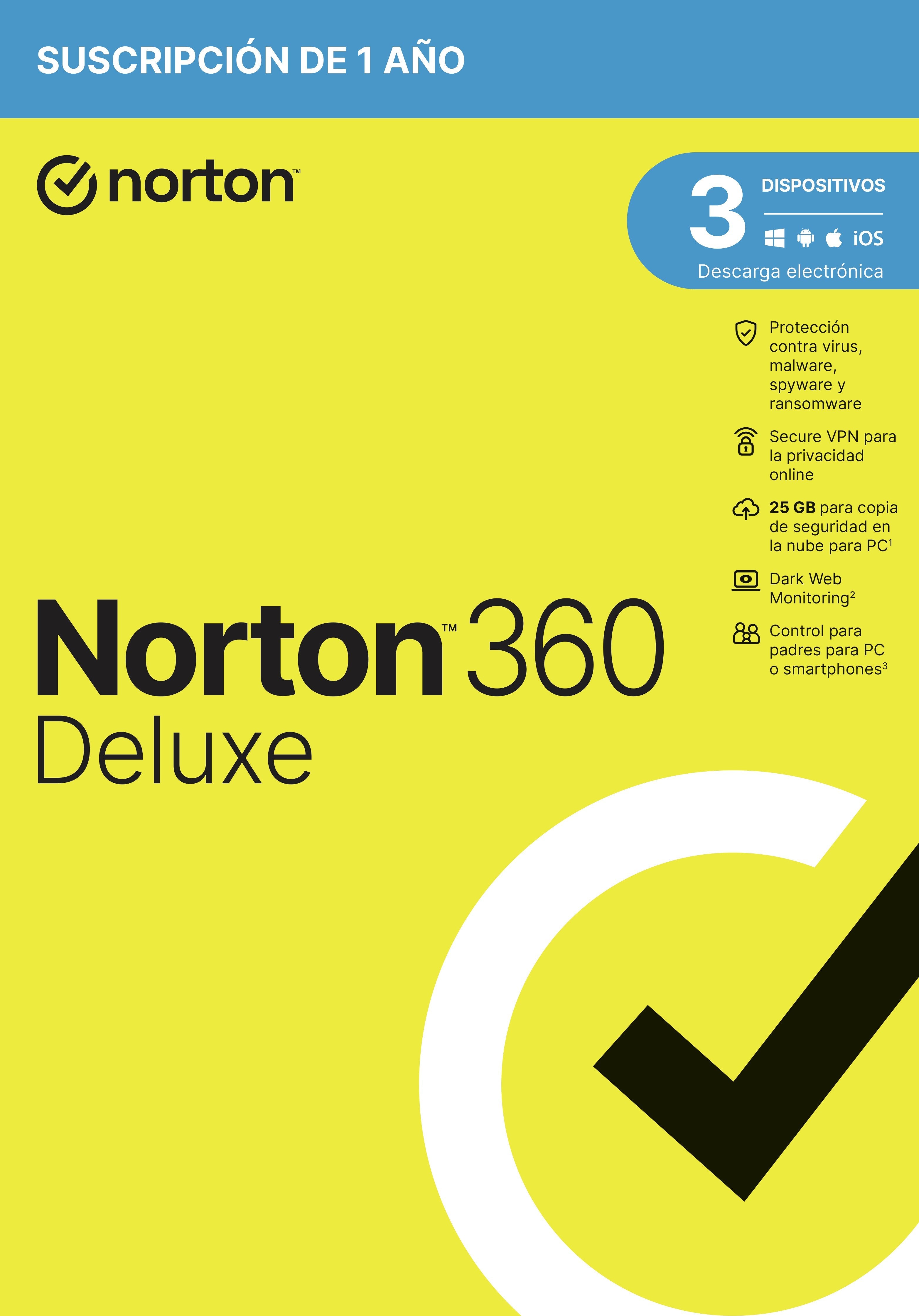 Norton 360 Deluxe 25gb Es 1 User 3 Device 12mo Exclusivo:3069 Attach