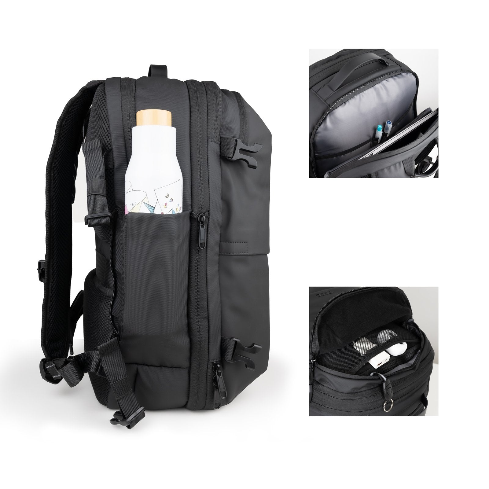 Mochila De Viaje Al Vacío + Bomba Aire, Negro