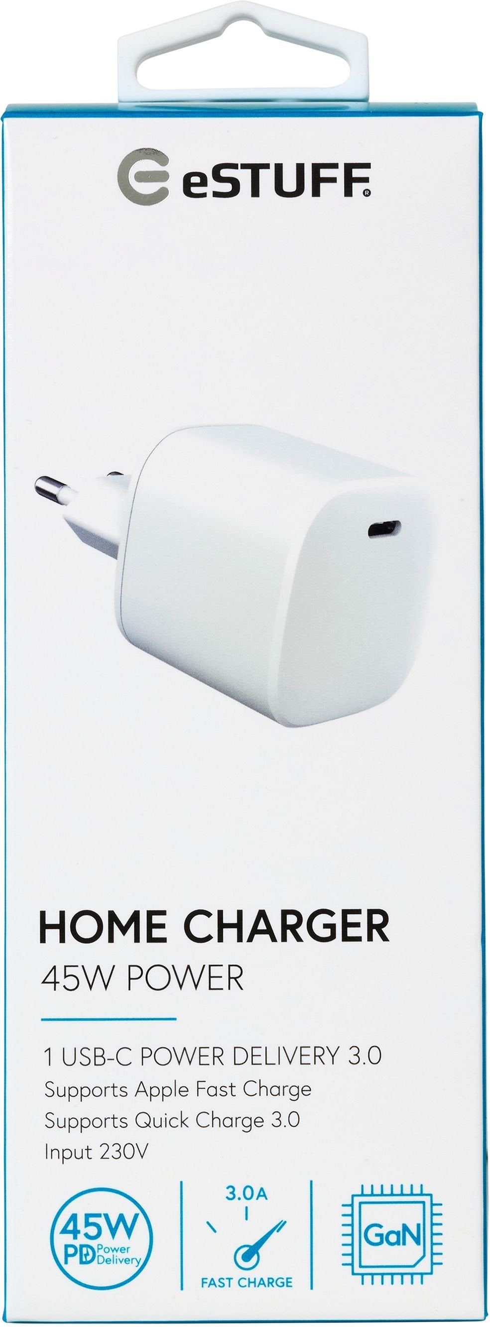 EAN 5704174534907 - eSTUFF ES635045 cargador de dispositivo móvil Smartphone Blanco Corriente alterna Carga rápida Interior imagen 2