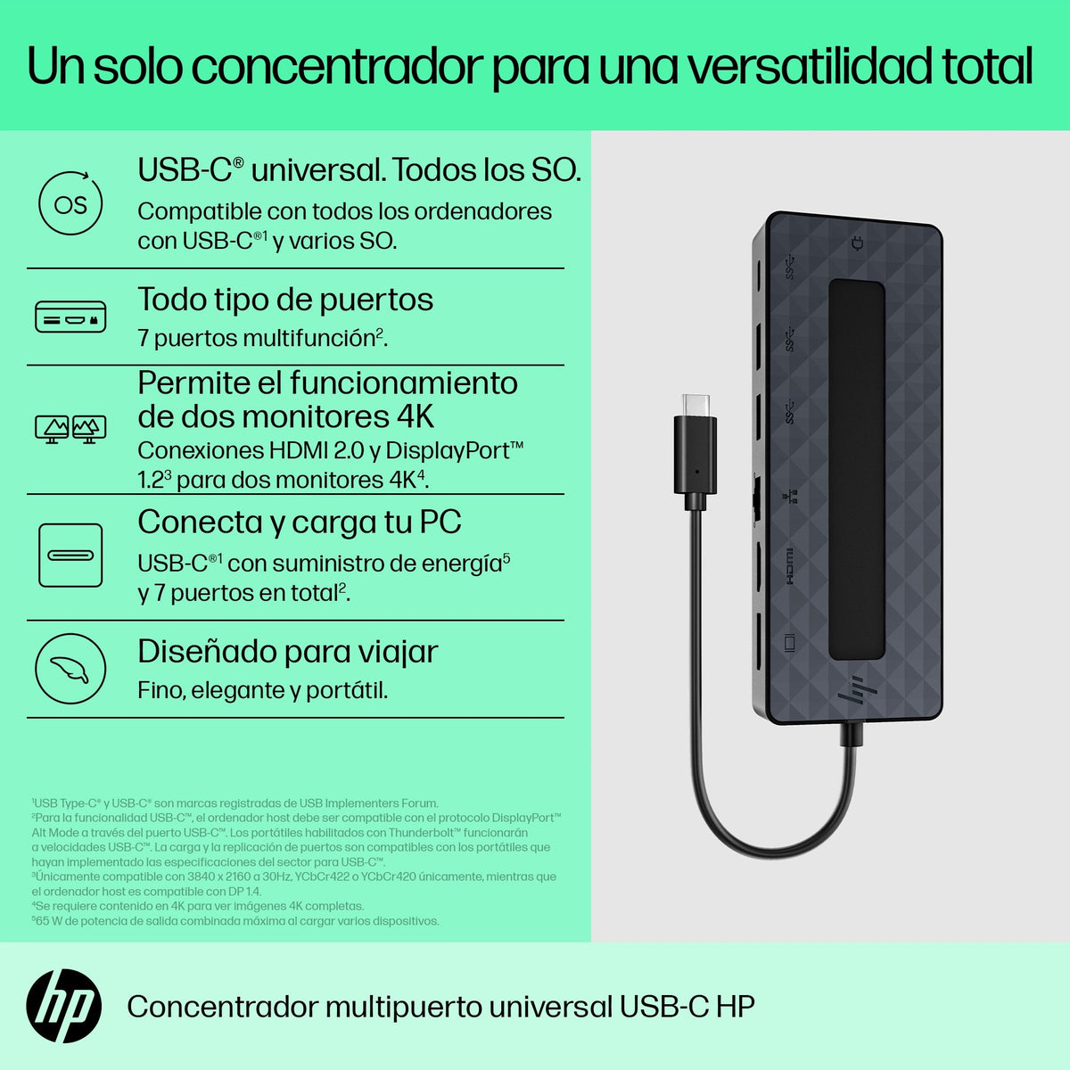 EAN 0196188637197 - HP Universal USB-C Multiport Hub Alámbrico USB 3.2 Gen 1 (3.1 Gen 1) Type-C Negro imagen 11