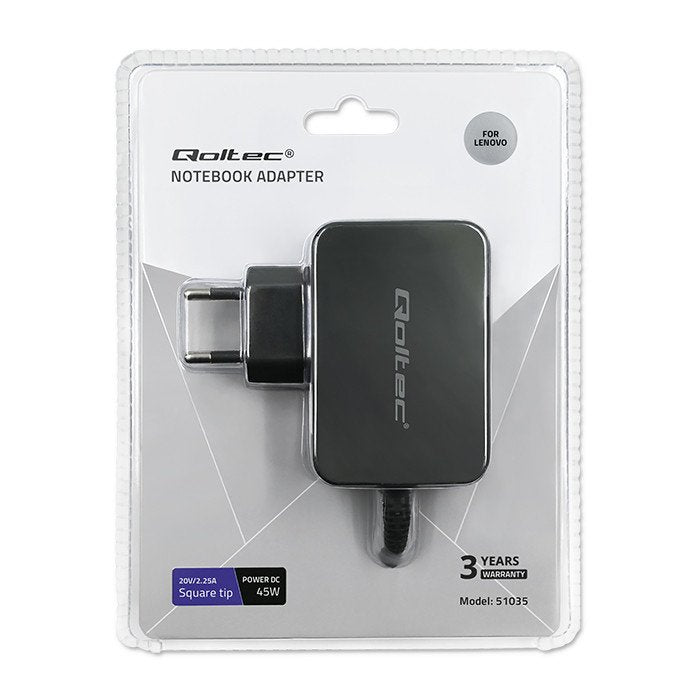 Qoltec Para Lenovo | 45w | 20v | 2.25a | Slimtip+Alfiler