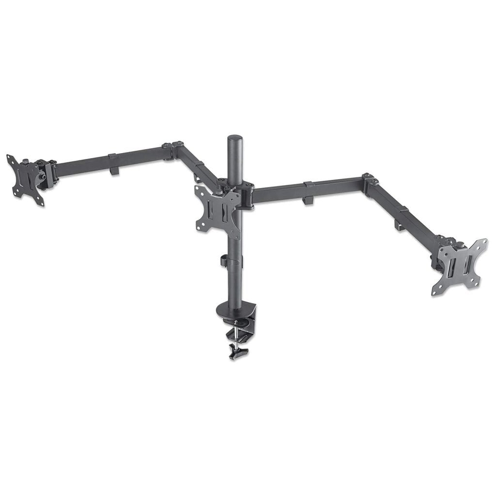 Soporte Manhattan Para Monitor, De Escritorio, Movimiento Articulado, 3 Pantallas Planas De 13" A 27" Máximo 7 Kg Cada Una
