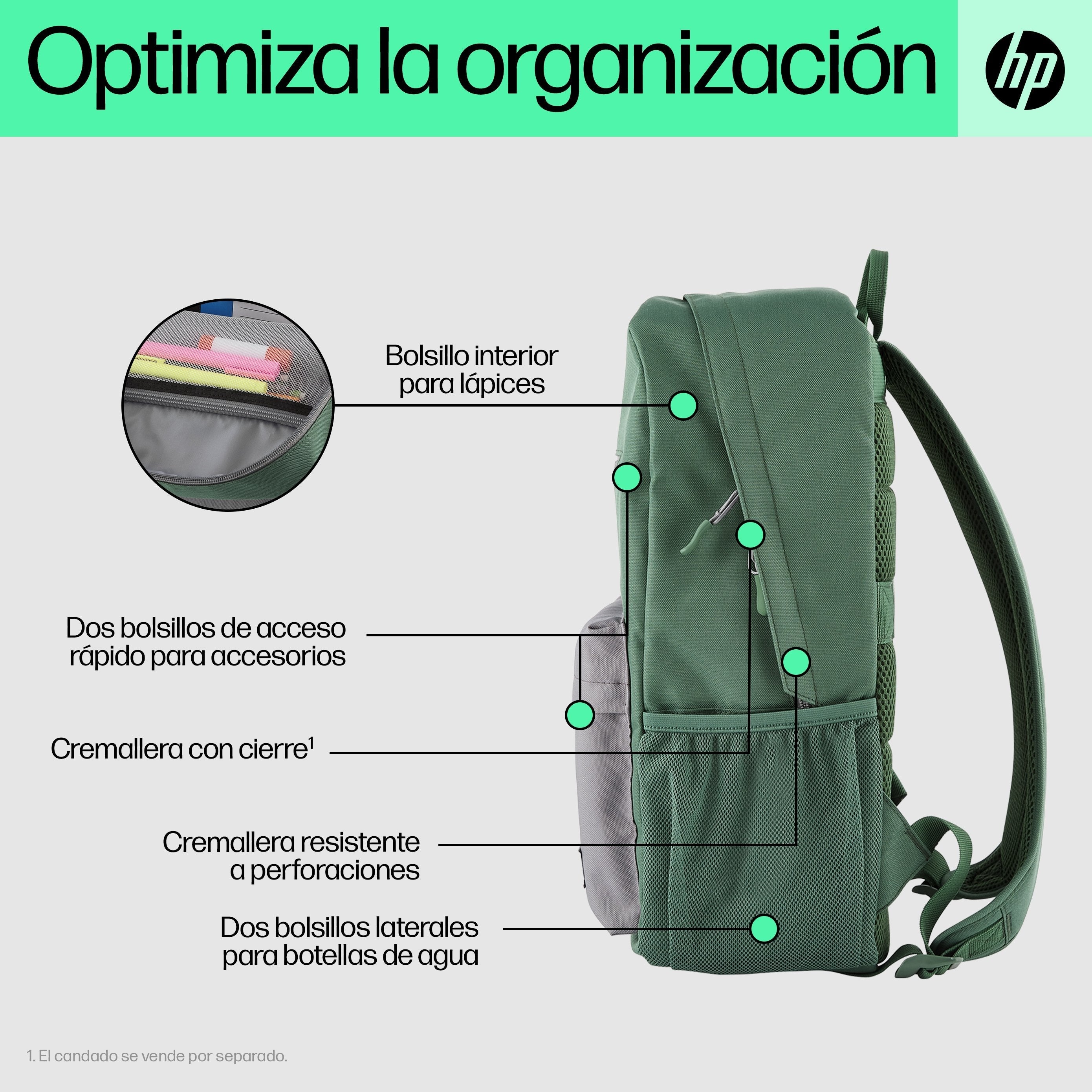 Hp Mochila Campus Green Backpack 15.6"