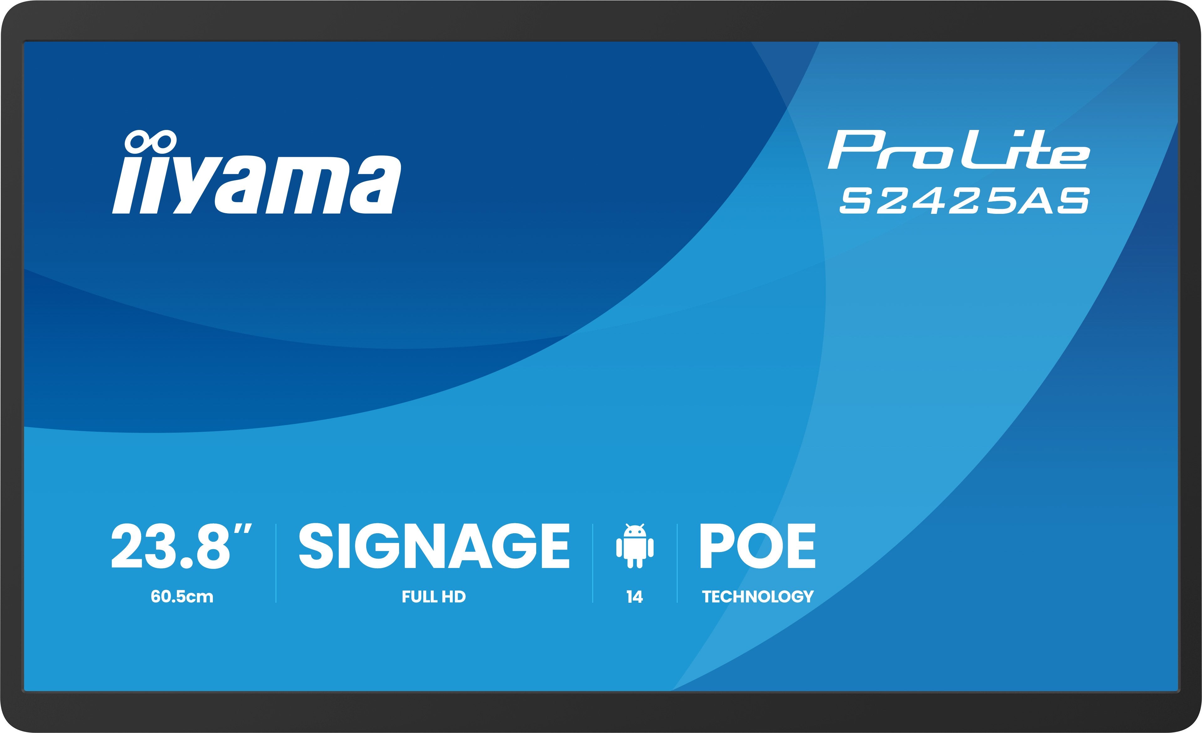 Iiyama Prolite S2425as-B1p Pantalla Plana Para Señalización Digital 60,5 Cm (23.8") Lcd Wifi 500 Cd M² Full Hd Negro Procesador Incorporado Android 14 24/7