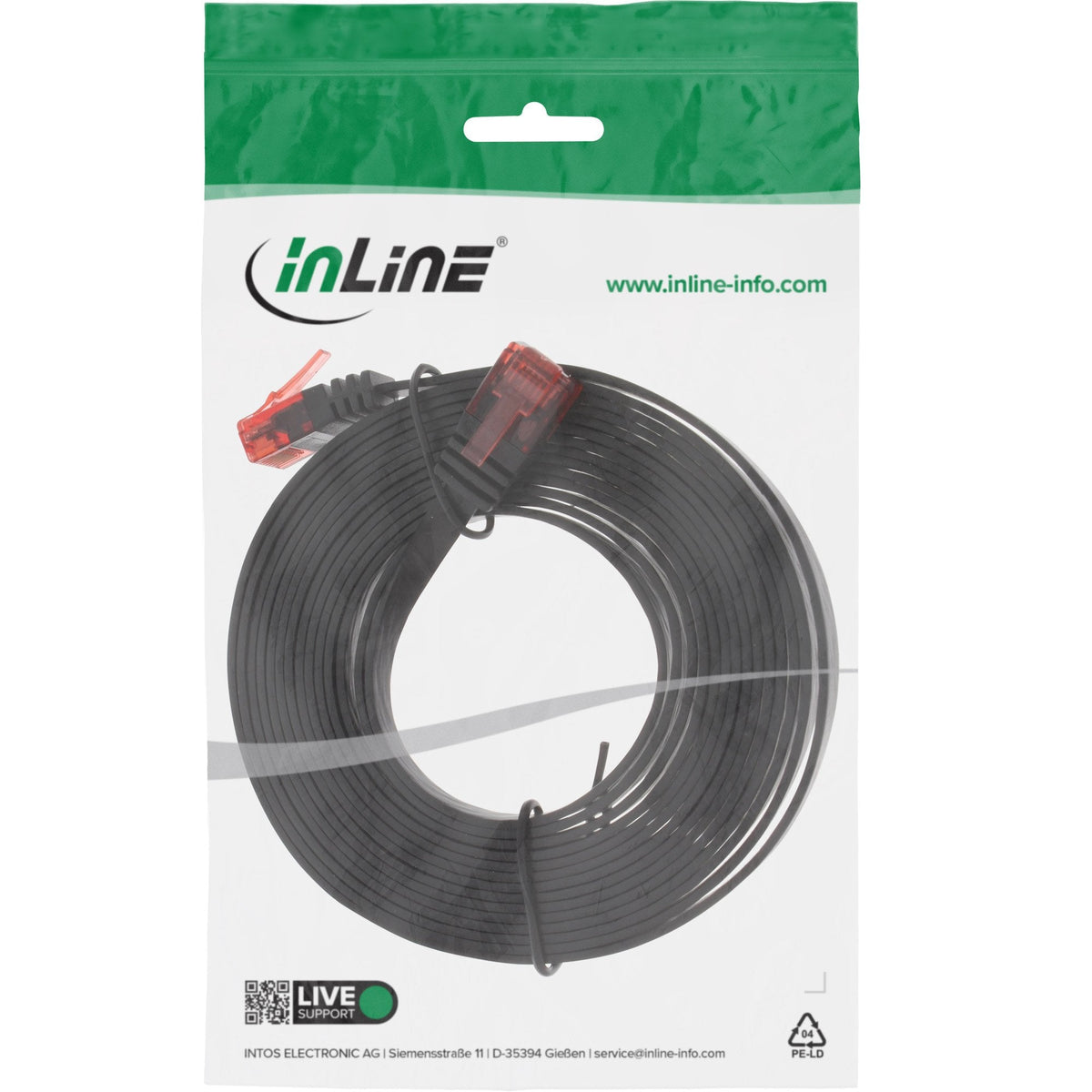 Inline Flat Ultraslim Cable De Red U/Utp Cat.6 Gigabit Ready Negro 3m