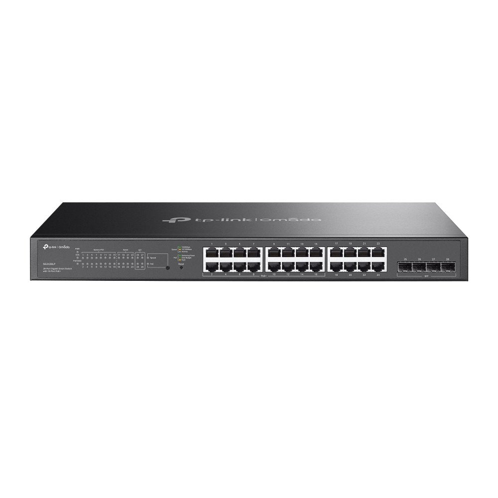 Switch Semigestionable Poe+ Tp-Link Sg2428lp 28p De Los Cuales 16p Giga Poe+ 8p Giga + 4p Slot Giga Sfp Soporta 150w