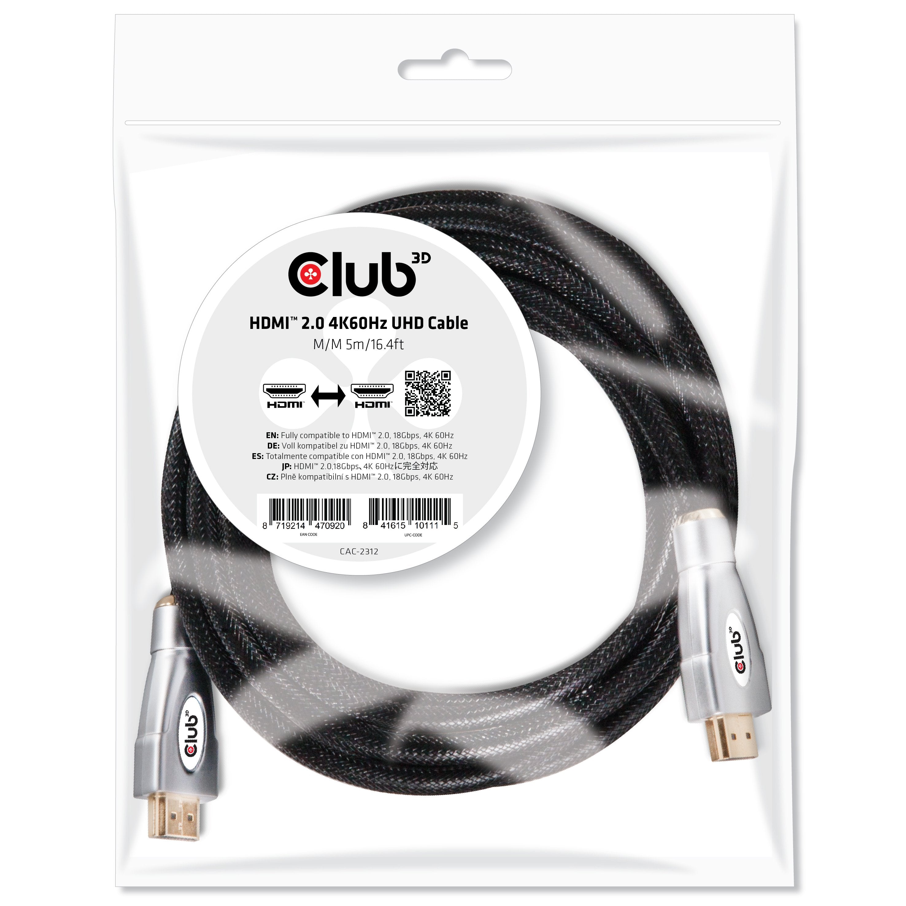 EAN 0841615101115 - CLUB3D CAC-2312 cable HDMI 5 m HDMI tipo A (Estándar) Negro imagen 3