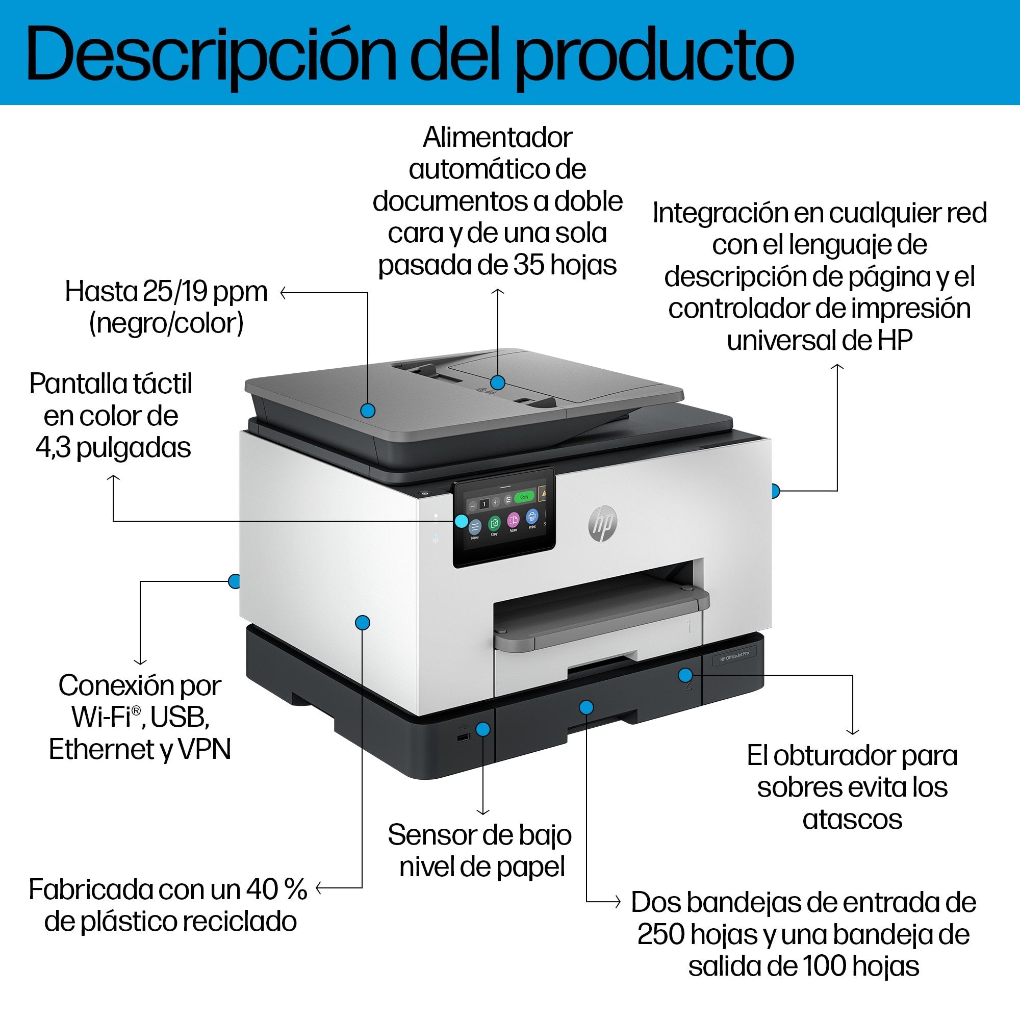 EAN 0197029469359 - HP OfficeJet Pro 9130b AiO Printer Inyección de tinta térmica A4 4800 x 1200 DPI 25 ppm Wifi imagen 3