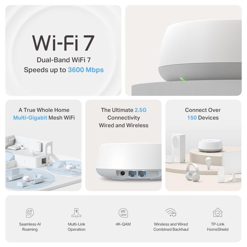 EAN 8885020620702 - TP-Link DECO BE25(1-PACK) sistema Wi-Fi Mesh (Wi-Fi en malla) Doble banda (2,4 GHz / 5 GHz) Wi-Fi 7 (802. imagen 3