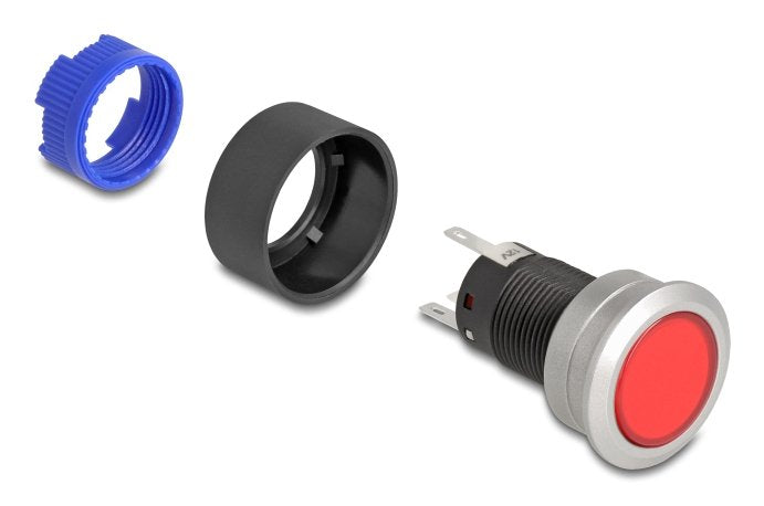 Drucktaster Zum Einbau 22 Mm 5 X Lötanschluss Taster Flach Plastik Led Rot