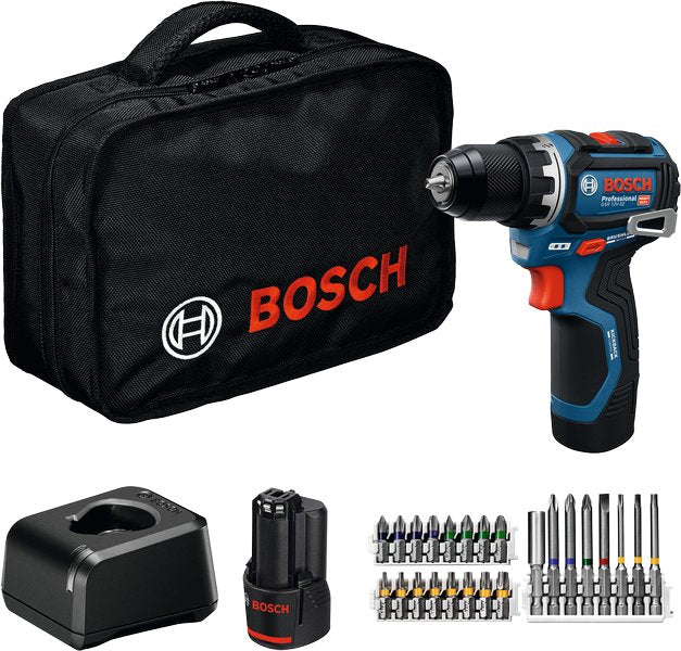 Bosch Professional Taladro Atornillador A Batería Gsr 12v-32 Professional, 12 V Azul/Negro, 2 Baterías De Iones De Litio De 2,0 Ah, Juego De Accesorios De 24 Piezas, Bolsa De Herramientas 06019n7006