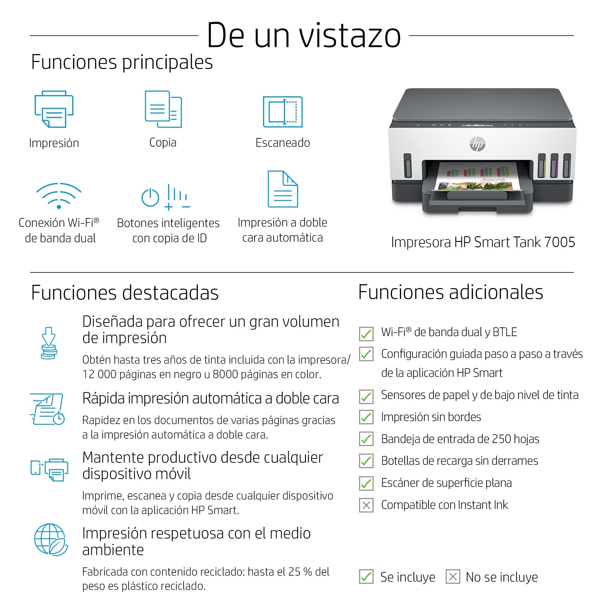 EAN 0195908302360 - HP Smart Tank 7005 All-in-One Printer Inyección de tinta térmica A4 4800 x 1200 DPI 15 ppm Wifi imagen 6