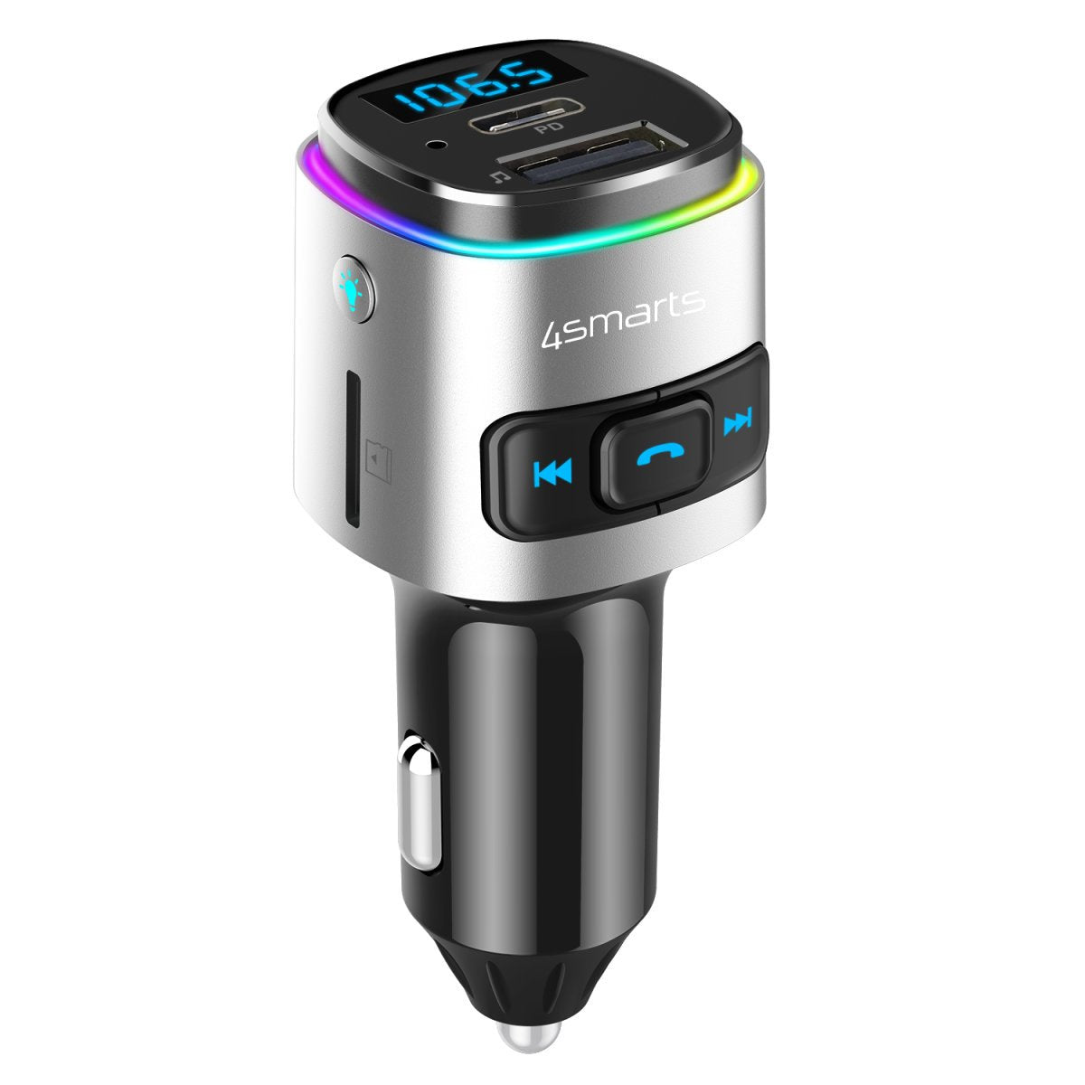 EAN 4250774956669 - 4smarts 456201 transmisor FM Encendedor de cigarrillos Negro, Plata imagen 1