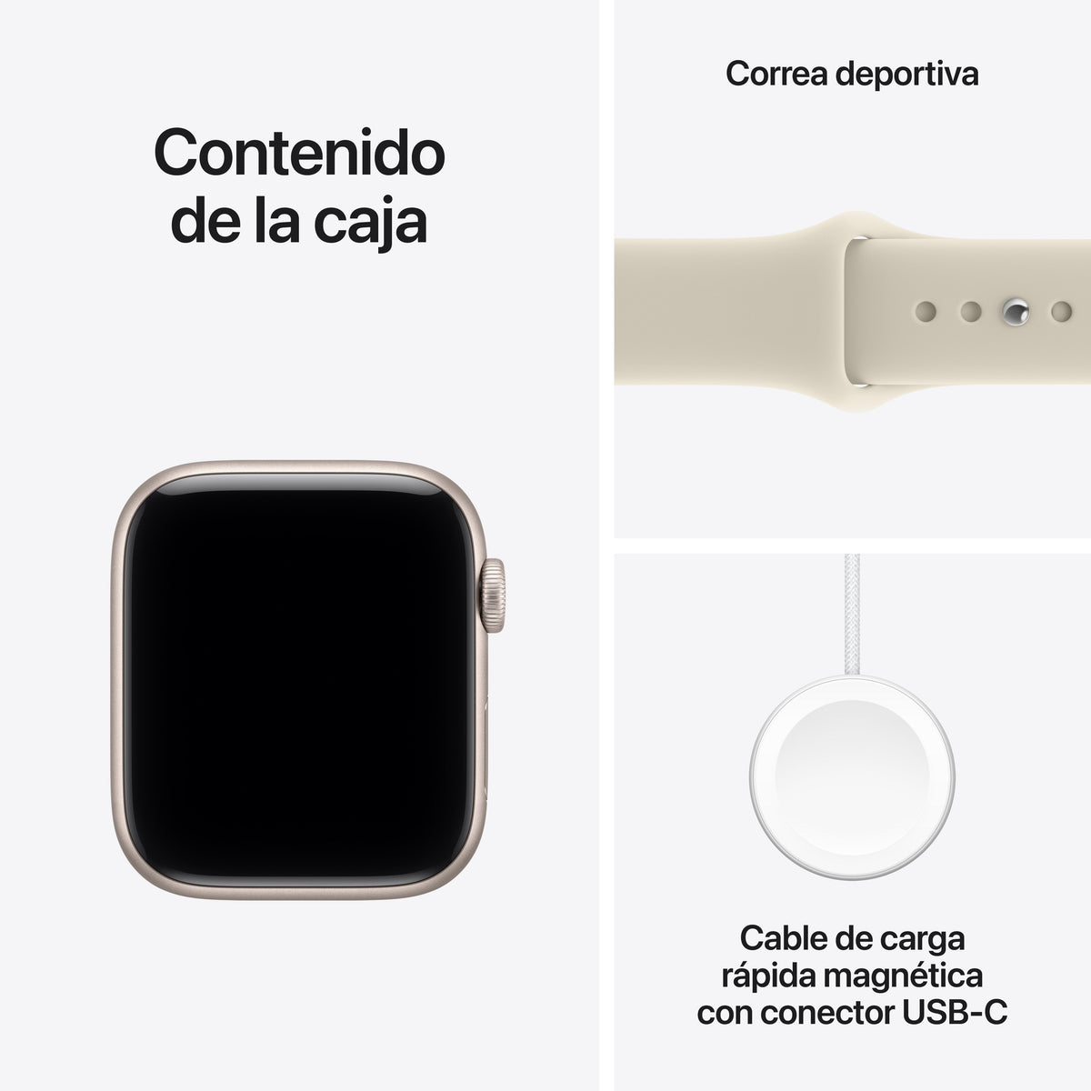 Apple Watch Se3 Gps 44mm Caja De Aluminio Blanco Estrella Correa Deportiva Arena S M