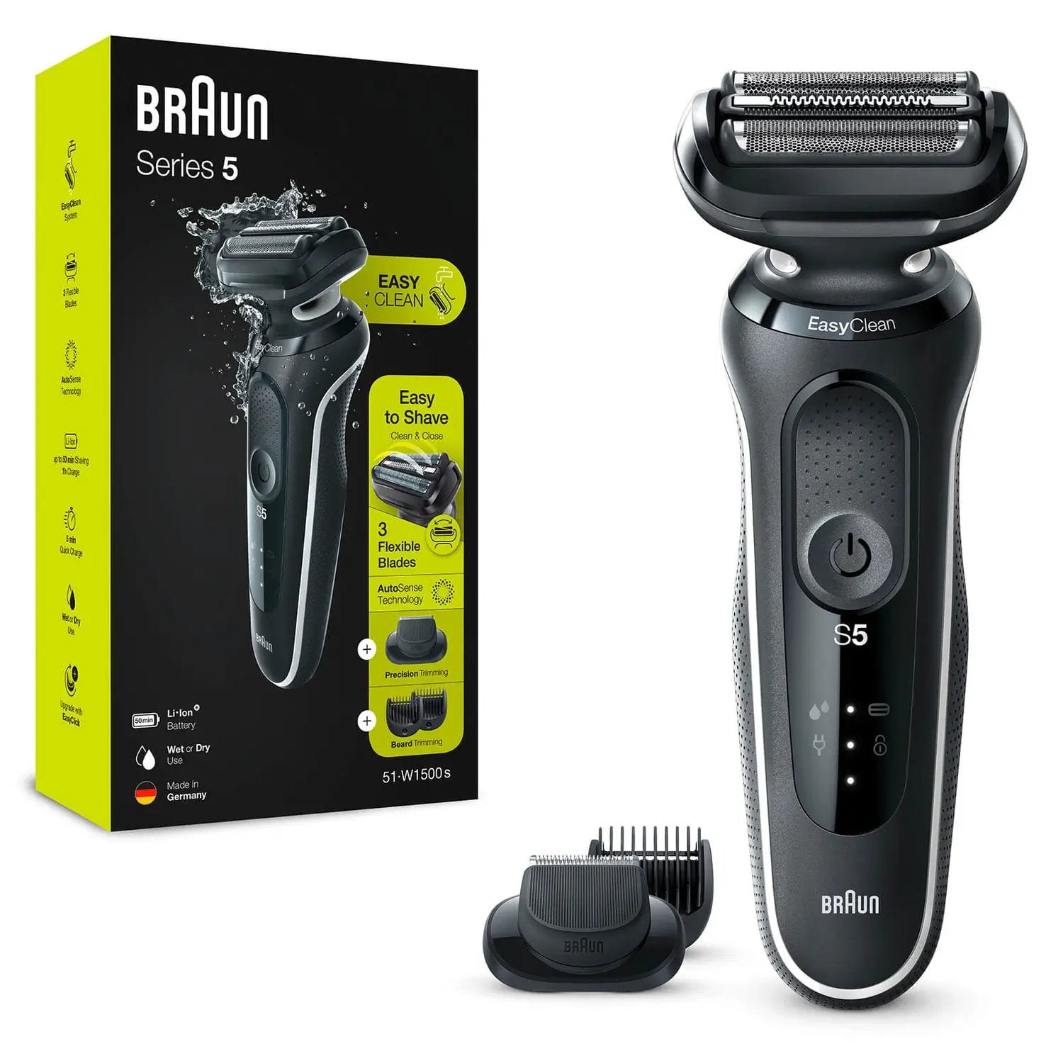 Braun 51-W1500s Afeitadora En Seco Y Húmedo, Negro Blanco