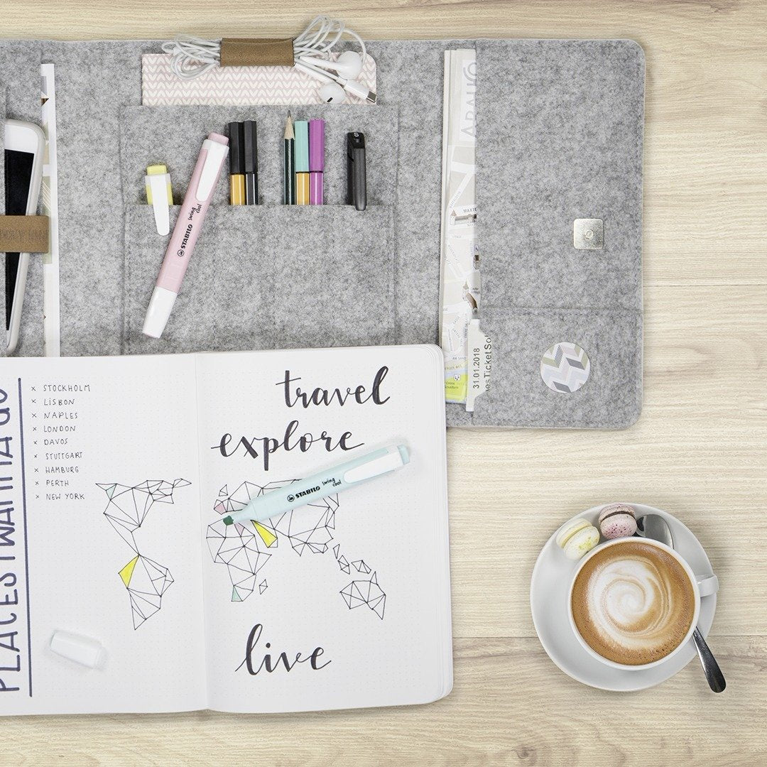 Estuche 4 Rotuladores Stabilo Swing Cool Pastel Turquesa / Menta / Rosa / Violeta Colores Pastel Tecnología Anti-Secado 2 Anchos De Trazo (1+4