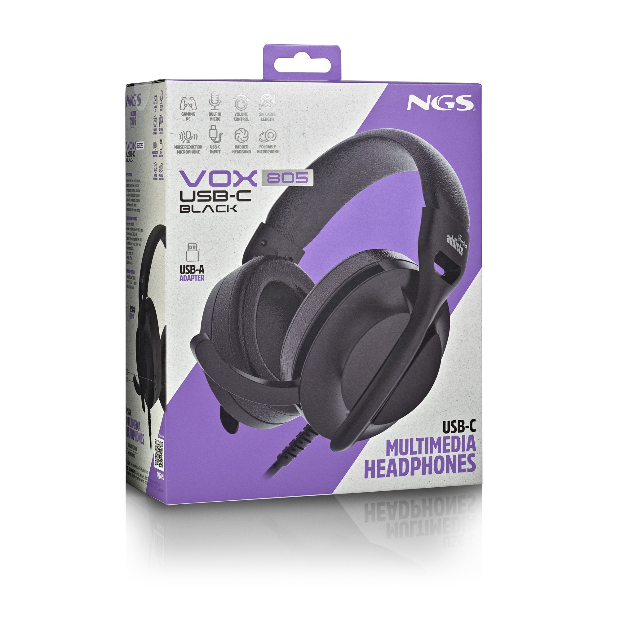 Auriculares Ngs Vox805 Usb-C Con Micrófono Usb Tipo-C Negros