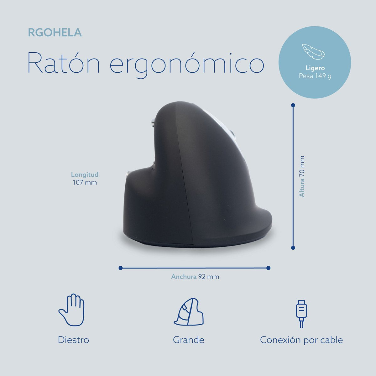 EAN 8719274490463 - R-Go Tools RGOHELA ratón mano derecha USB tipo A Óptico 2400 DPI imagen 12