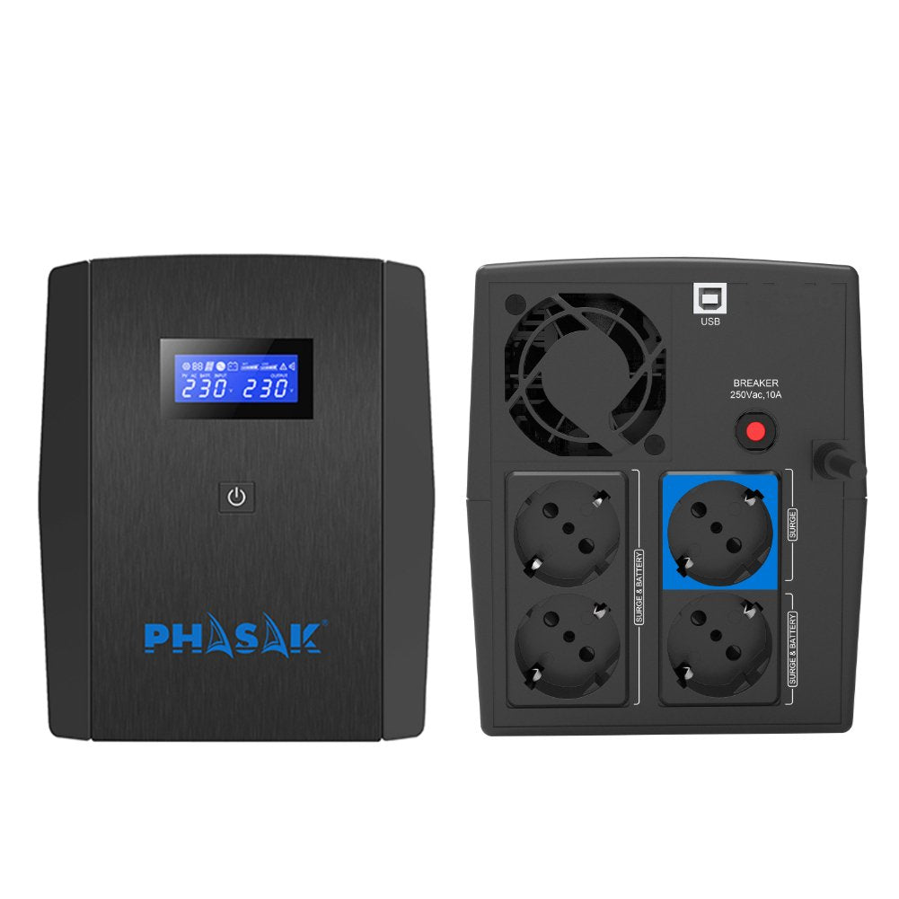 Sai Línea Interactiva Phasak Sirius 1260 Va Interactive 1260va-720w 4 Salidas Formato Torre