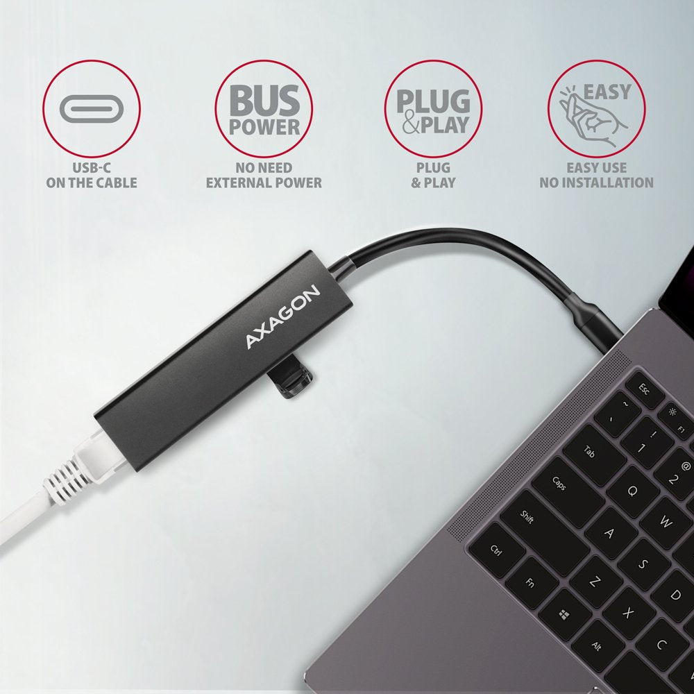 EAN 8595247906168 - Axagon HMC-GL3A USB-C-Hub 3x USB-A Gbit-LAN schwarz USB 3.2 Gen 1 (3.1 Gen 1) Type-C 5000 Mbit/s Negro imagen 4