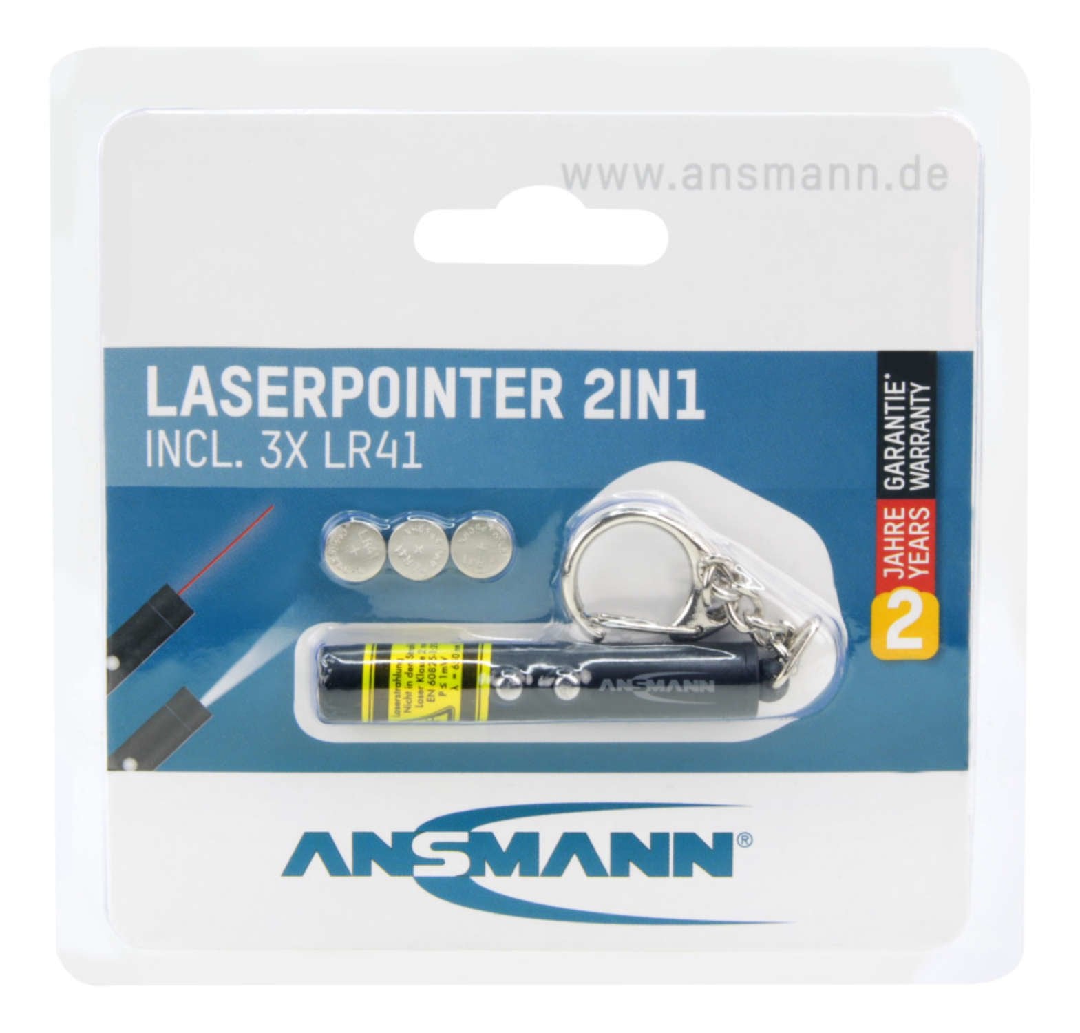 Puntero Láser Ansmann 2 En 1 Rango De Luz 50 M, 1x Led, Ultra Pequeño 1600-0270
