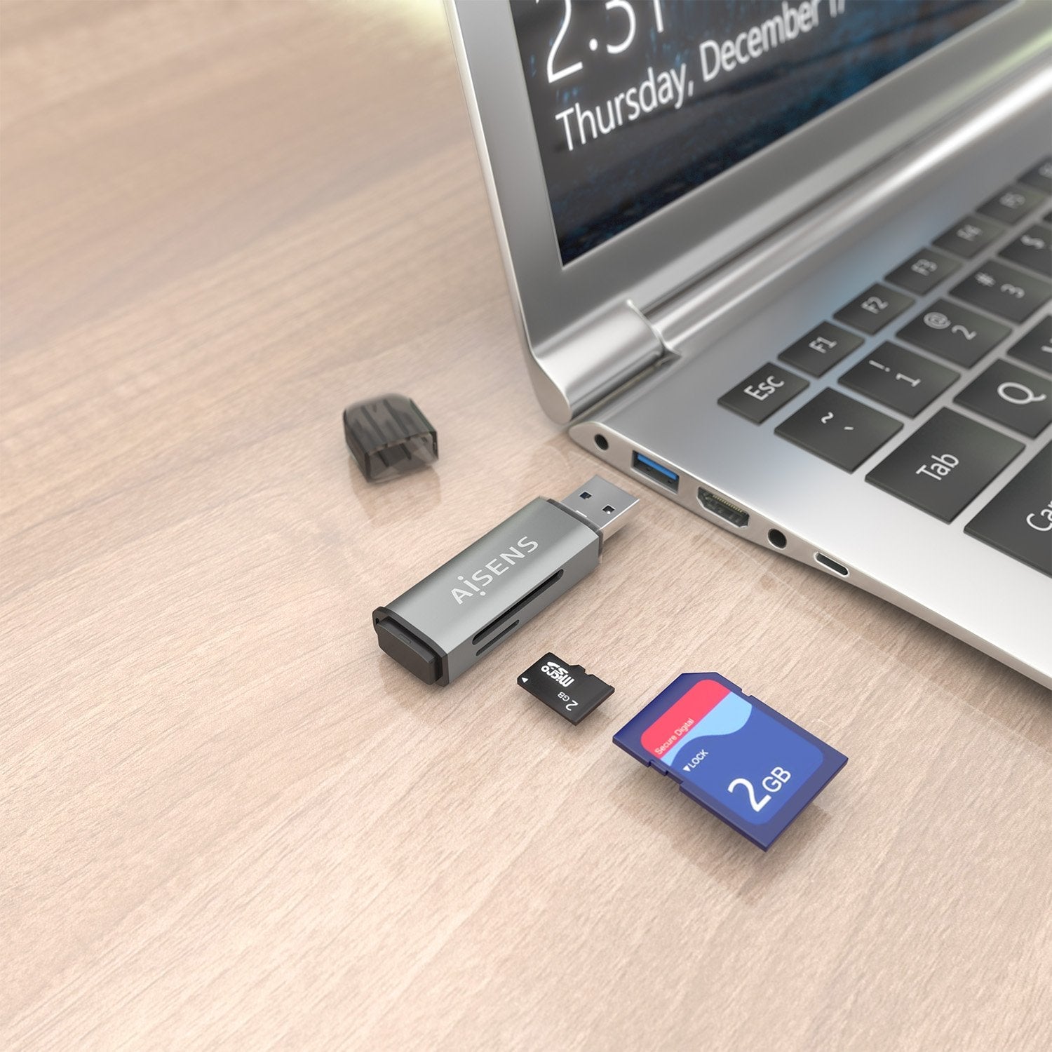 Aisens Lector De Tarjetas Sd, Micro Sd, Mmc, Rs-Mmc, Mmc Micro, Usb-A, Gris