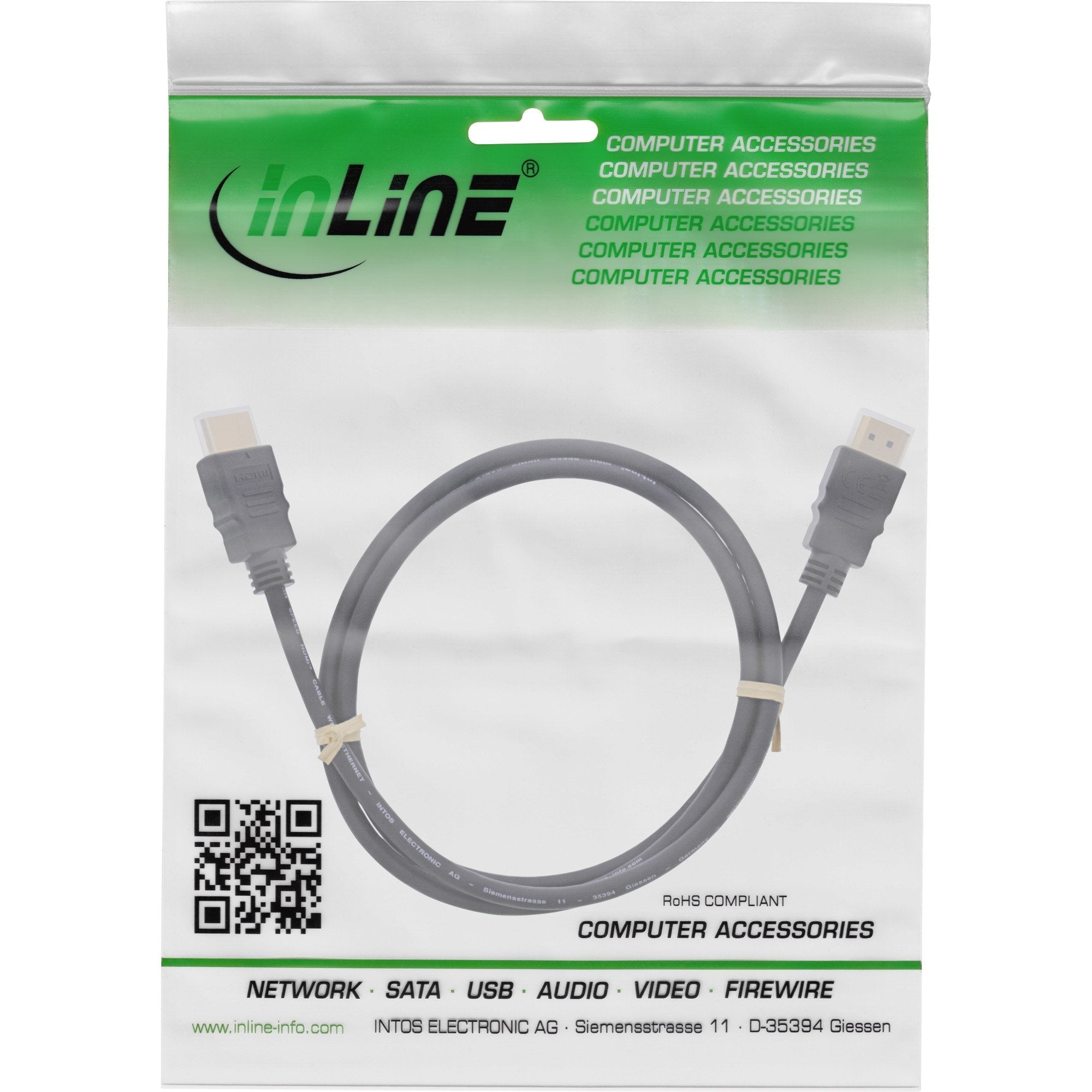 Inline® Hdmi Cable, Hdmi High Speed With Ethernet, Macho / Male, Negro, 5m