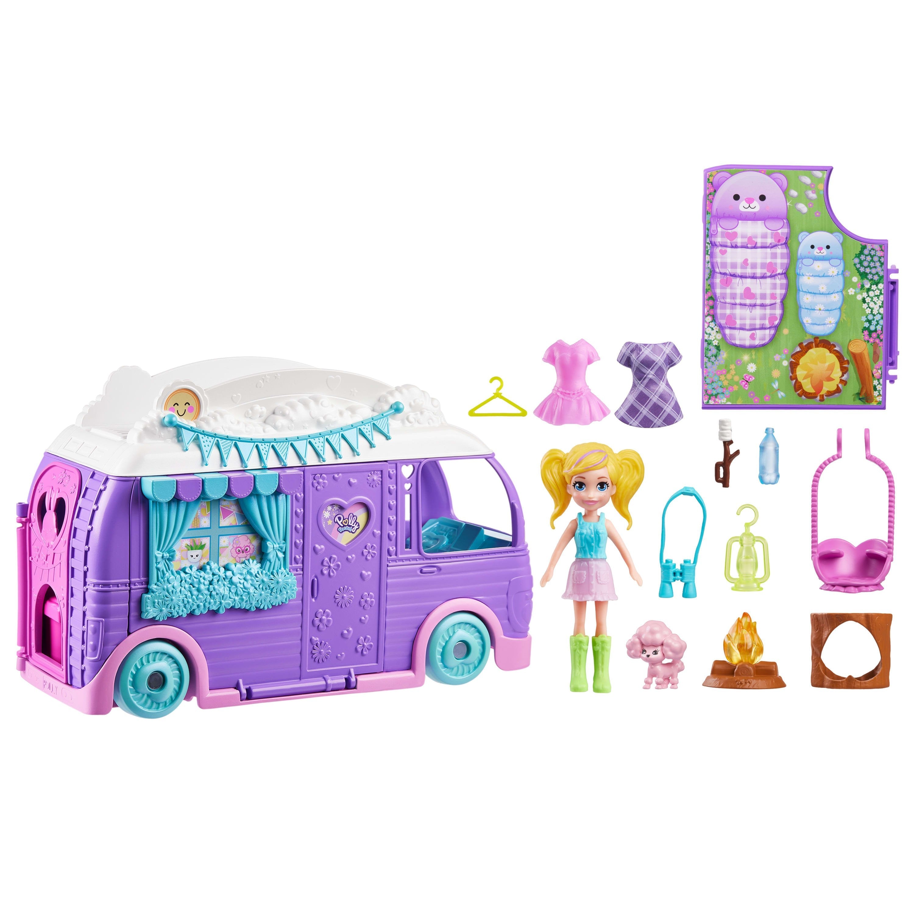 Zestaw Figurek Polly Pocket Glampingowy Van Kamper + Laleczka