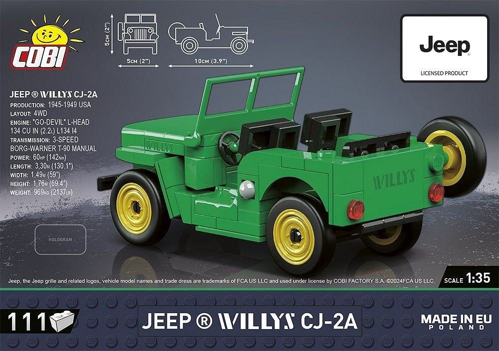 Cobi Jeep Willys Cj-2a, Juguetes De Construcción Verde Cobi-24517