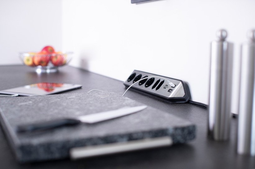 Brennenstuhl Estilo Cable De Extensión De Esquina De 6 Vías Negro