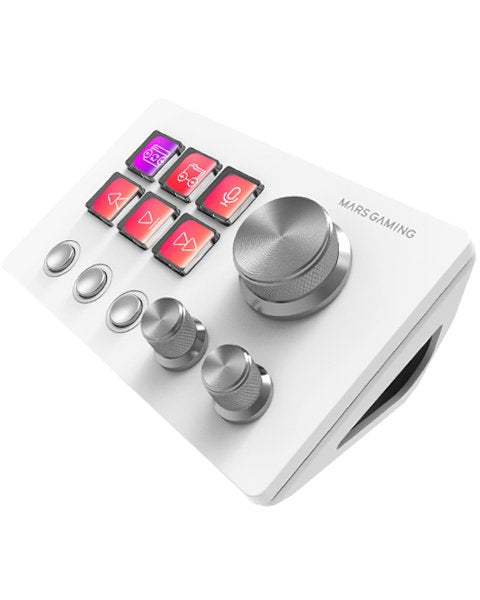 Plataforma De Control 6 Teclas + 3 Ruedas Msd-Two Blanco Mars Gaming 6 Teclas Lcd Personalizables/ 3 Botones/ 3 Ruedas Multifunciona