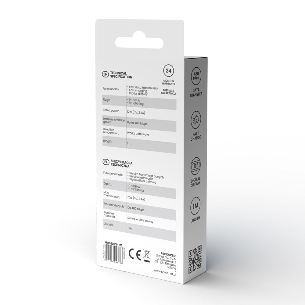 Cable Usb-C Savio Cl-173 Negro