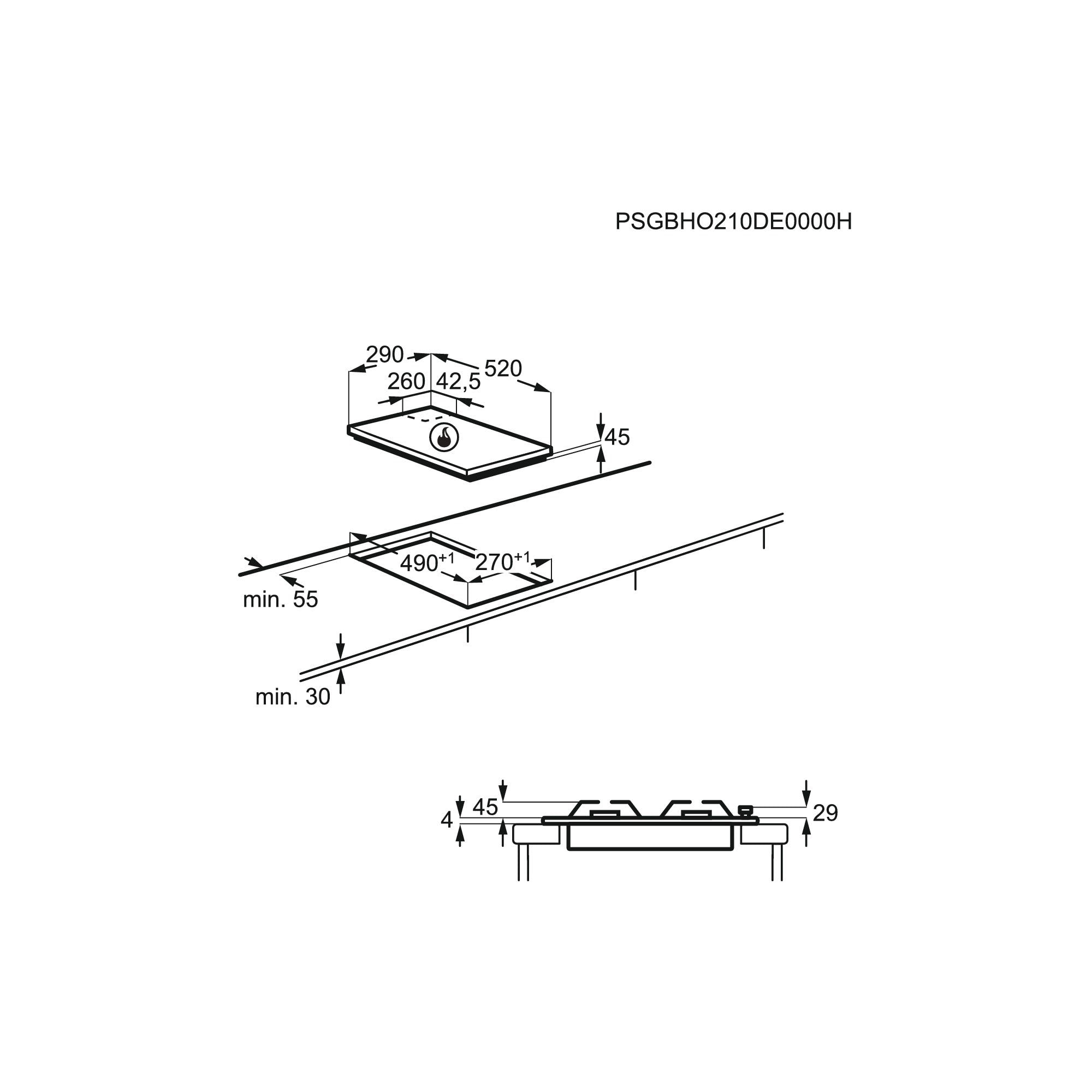 EAN 7332543475971 - Electrolux EGC3322NVK Negro Integrado Encimera de gas 2 zona(s) imagen 4