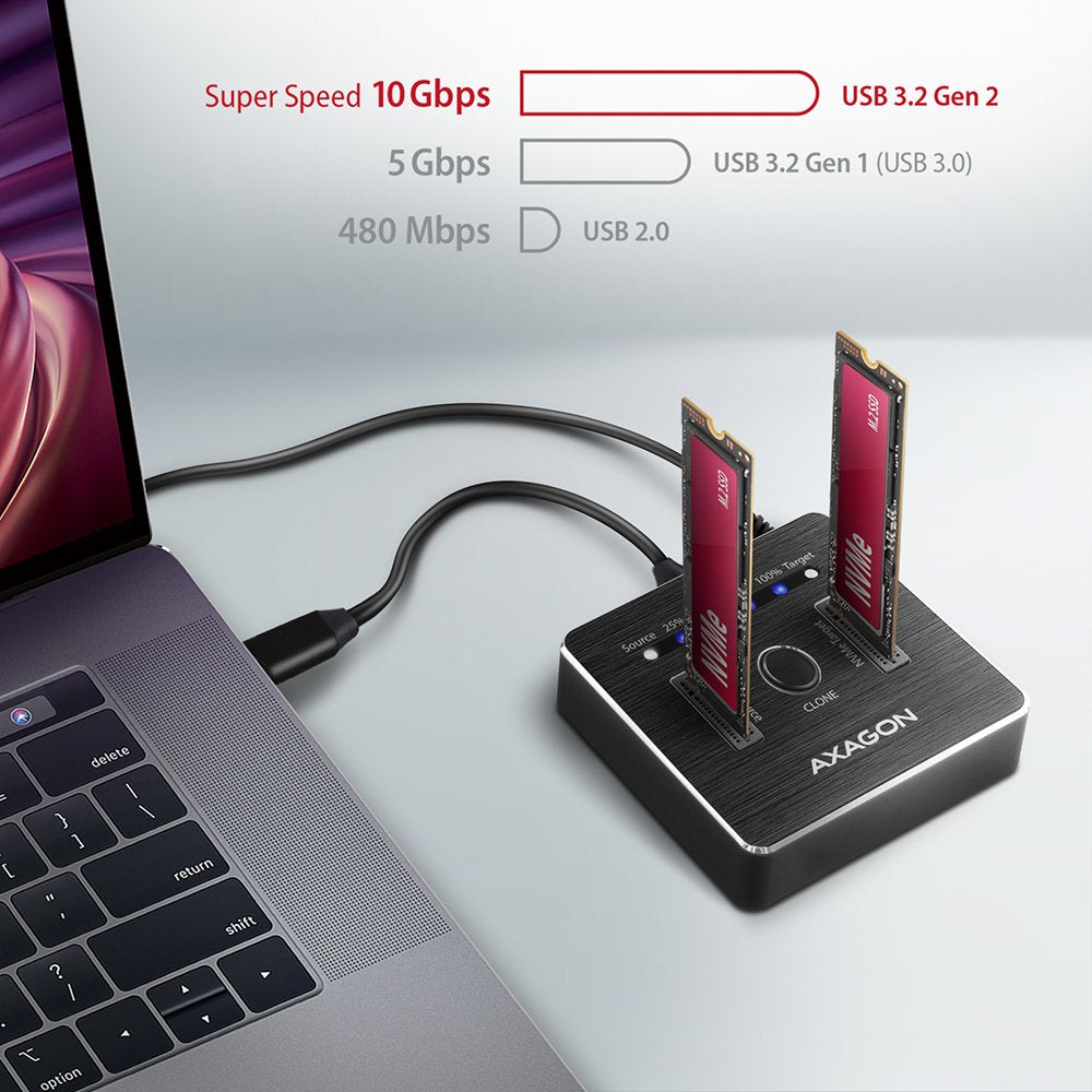 EAN 8595247906496 - Axagon ADSA-M2C base de conexión para disco duro USB 3.2 Gen 2 (3.1 Gen 2) Type-C Negro imagen 3
