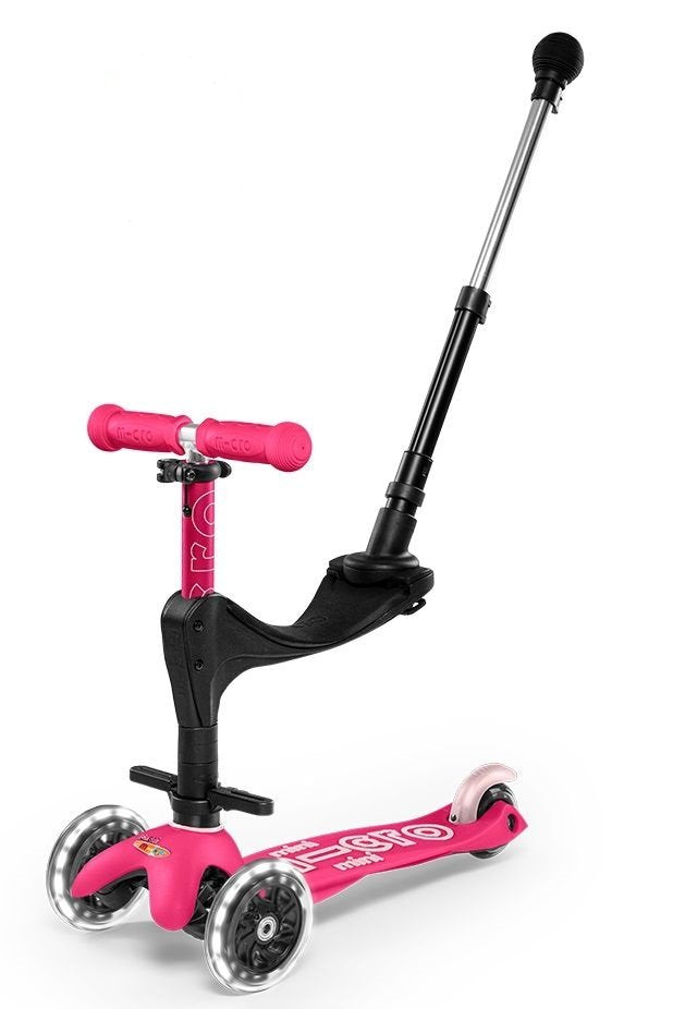 Patinete Micro Mini 3 En 1 Deluxe Plus Led Rosa