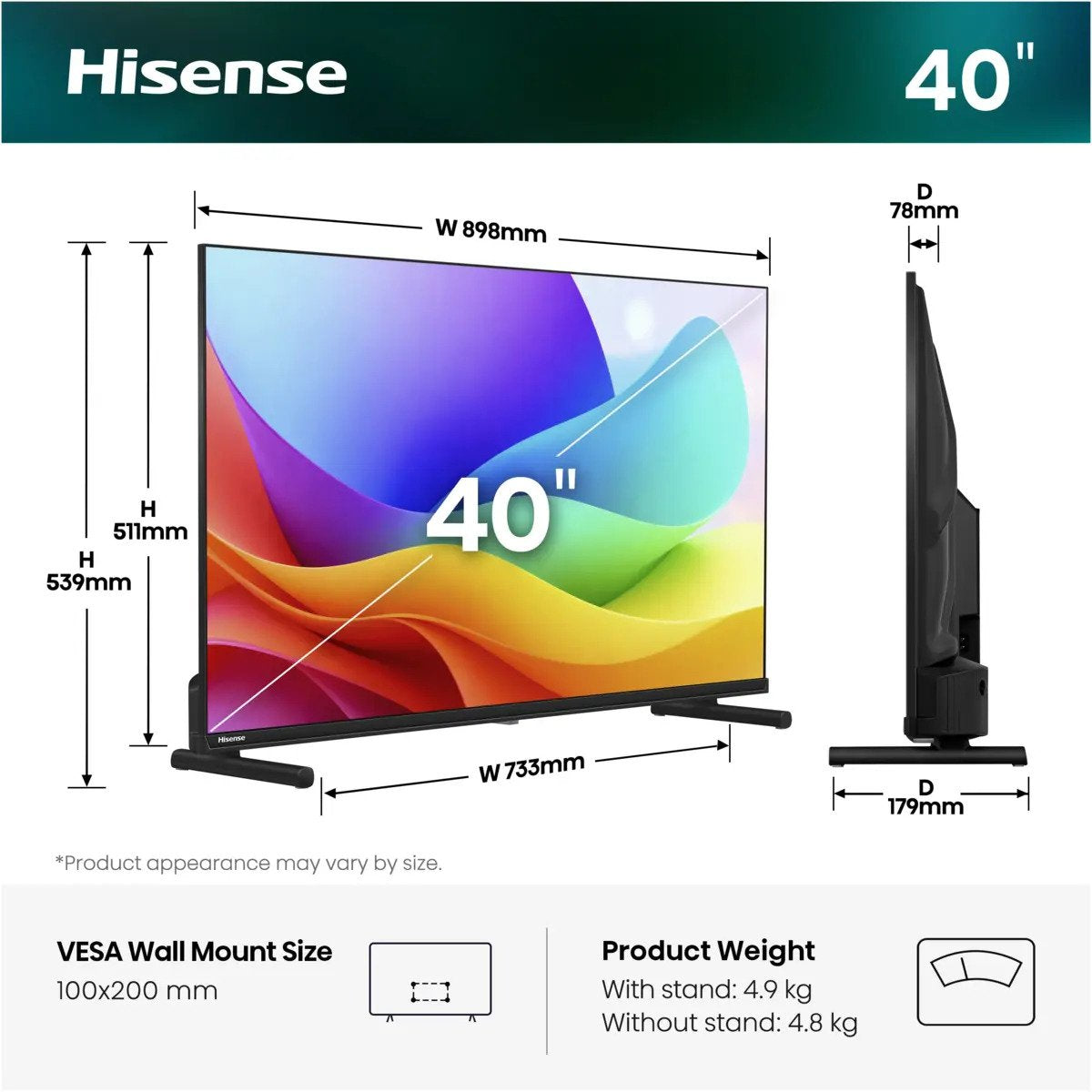 EAN 6942351429663 - Hisense 40A59S 101,6 cm (40") Full HD Smart TV Wifi Negro imagen 2