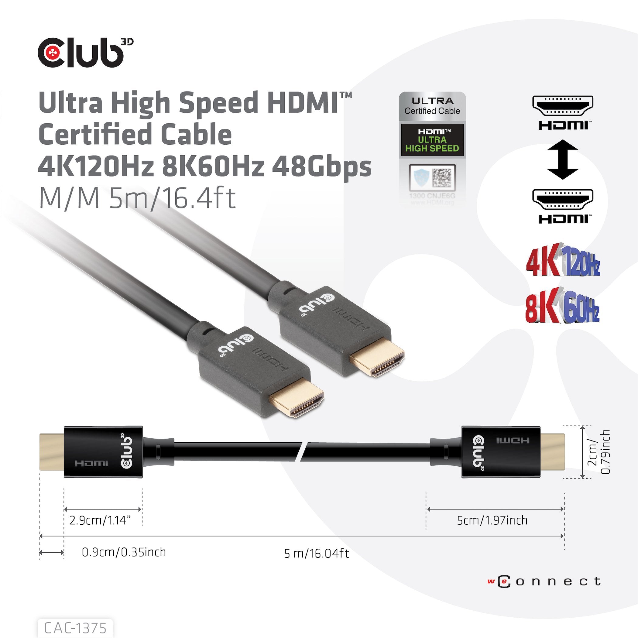 EAN 8719214472030 - CLUB3D CAC-1375 cable HDMI 5 m HDMI tipo A (Estándar) Negro imagen 6