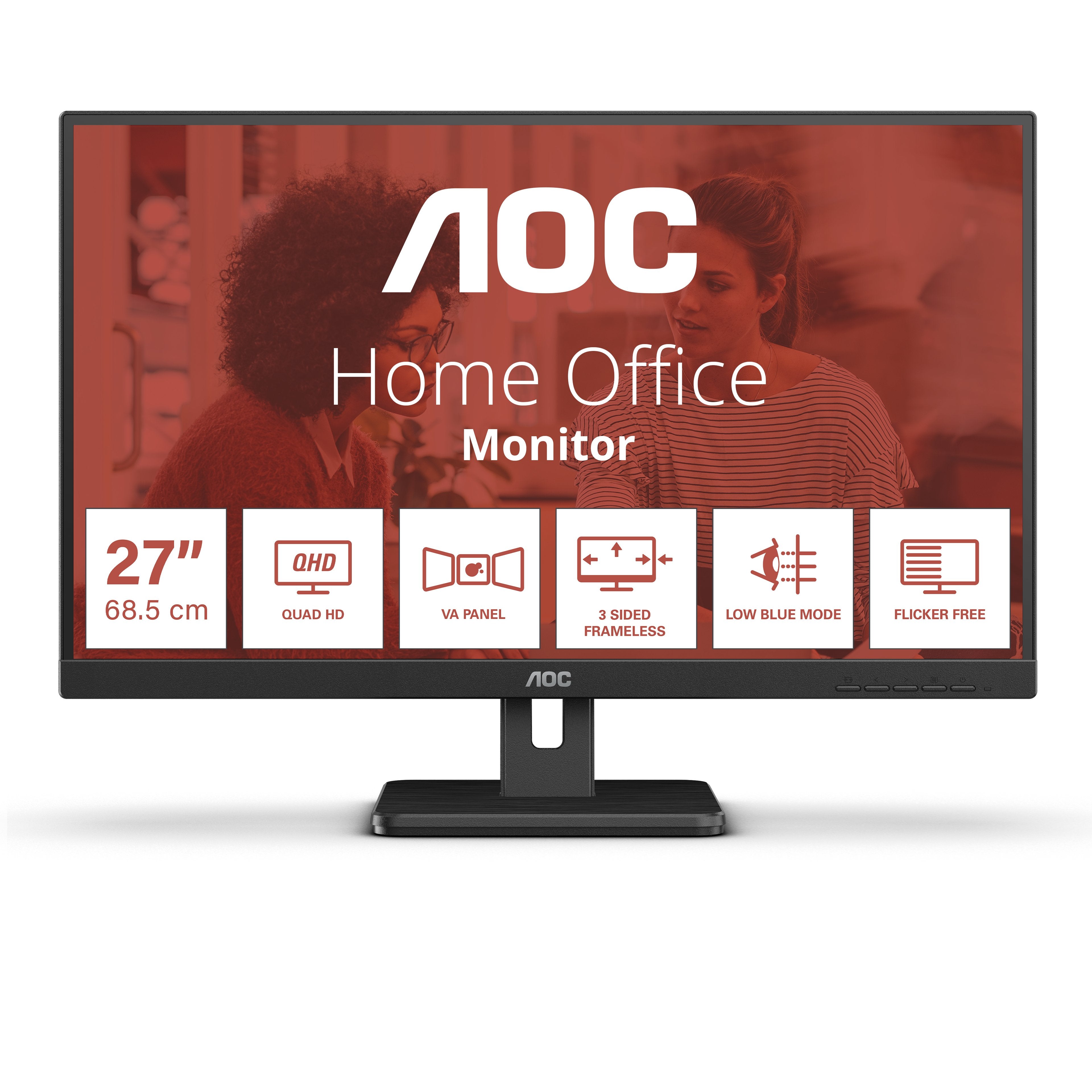 Monitor Aoc Q27e3uam 27" Wqhd Va 75hz 4ms 350cd M2 Hdmi 1.4 Dp Usb3.2x2