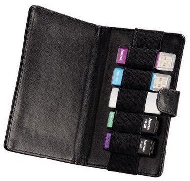 Hama Vegas Estuche Para 5 Memorias Usb - Universal - Cuero - 8.2x1.6x13.9cm - Negro