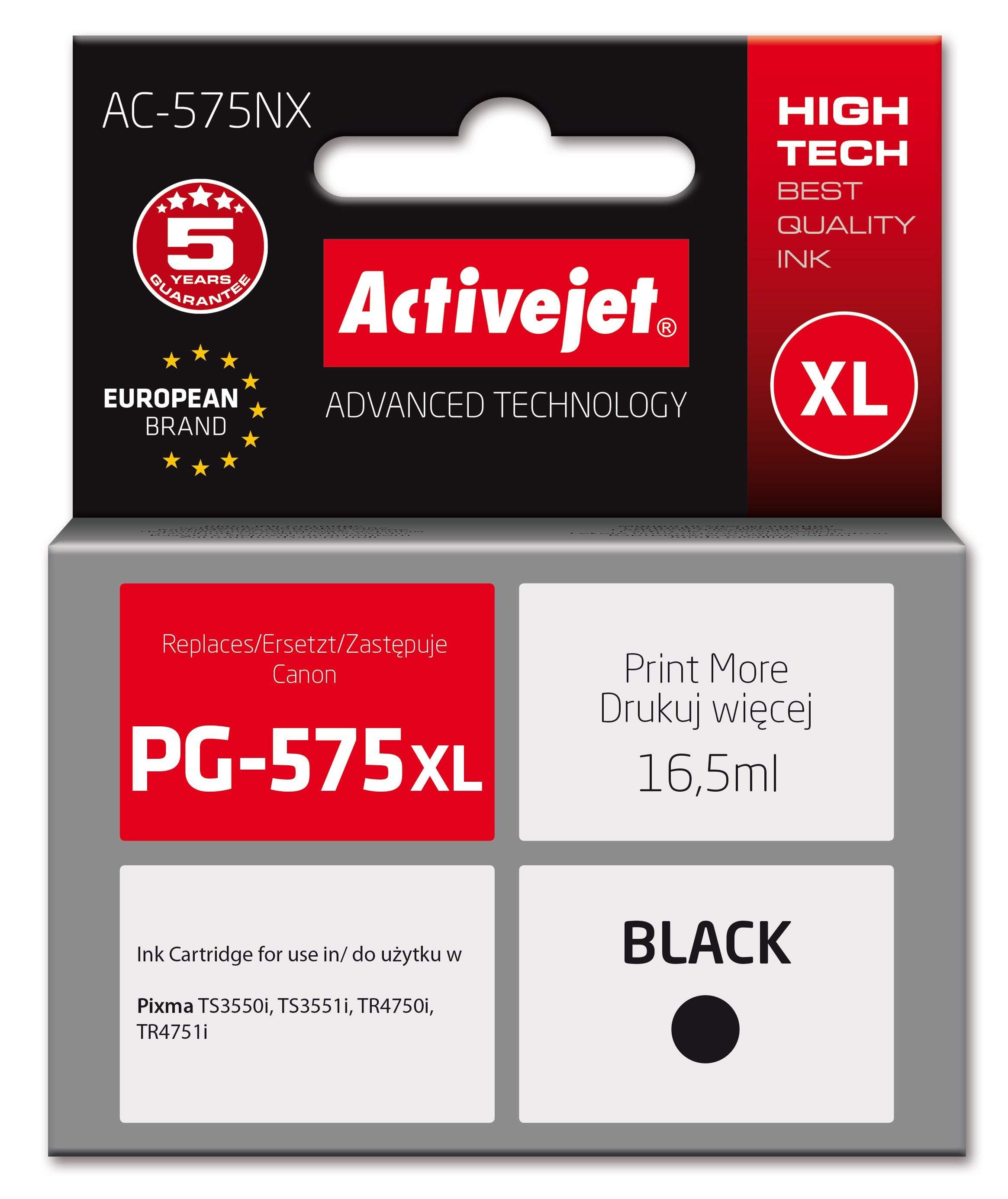 Activejet Ac-575nx Cartucho De Tinta 1 Pieza(S) Compatible Alto Rendimiento (Xl) Negro
